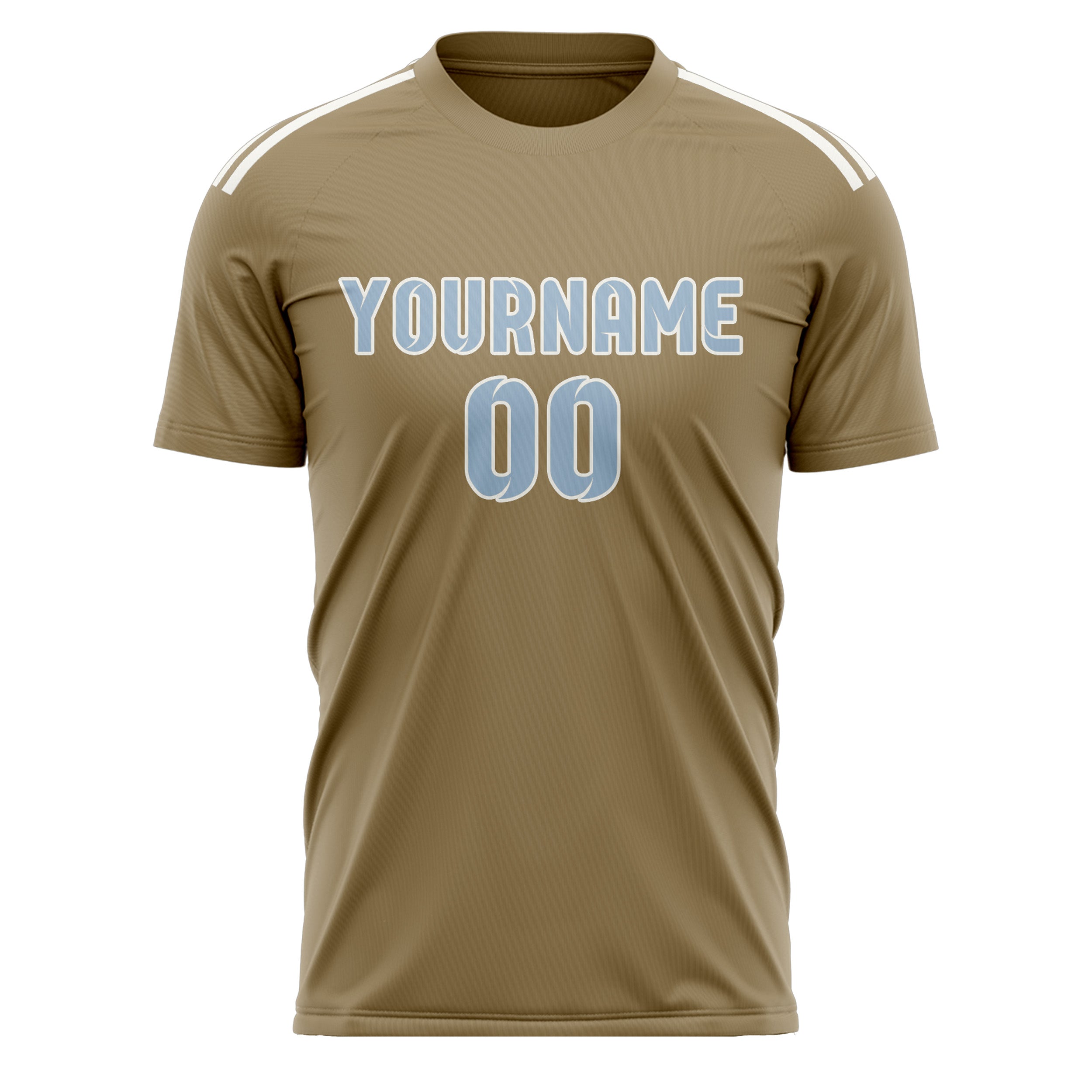 Custom Light Khaki Light Blue Soccer Jersey