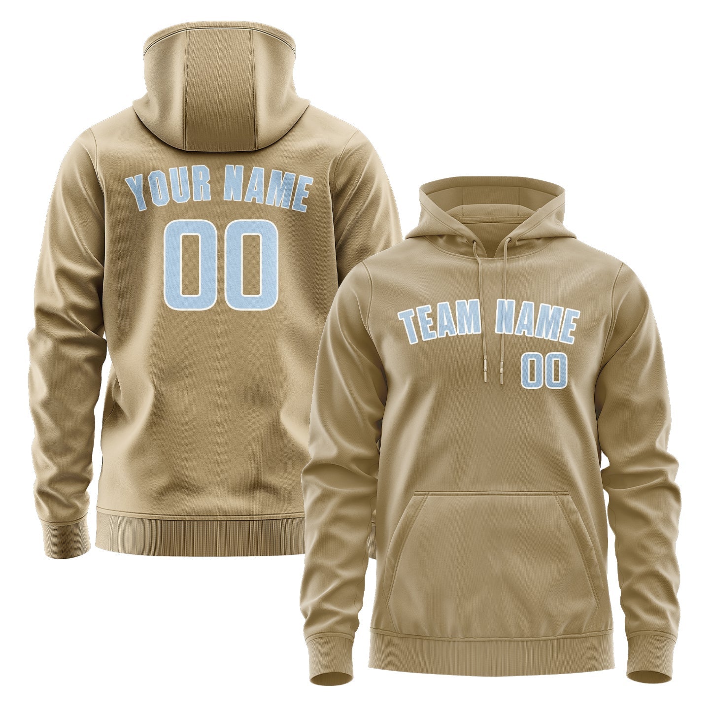 Custom Light Khaki Light Blue Hoodie