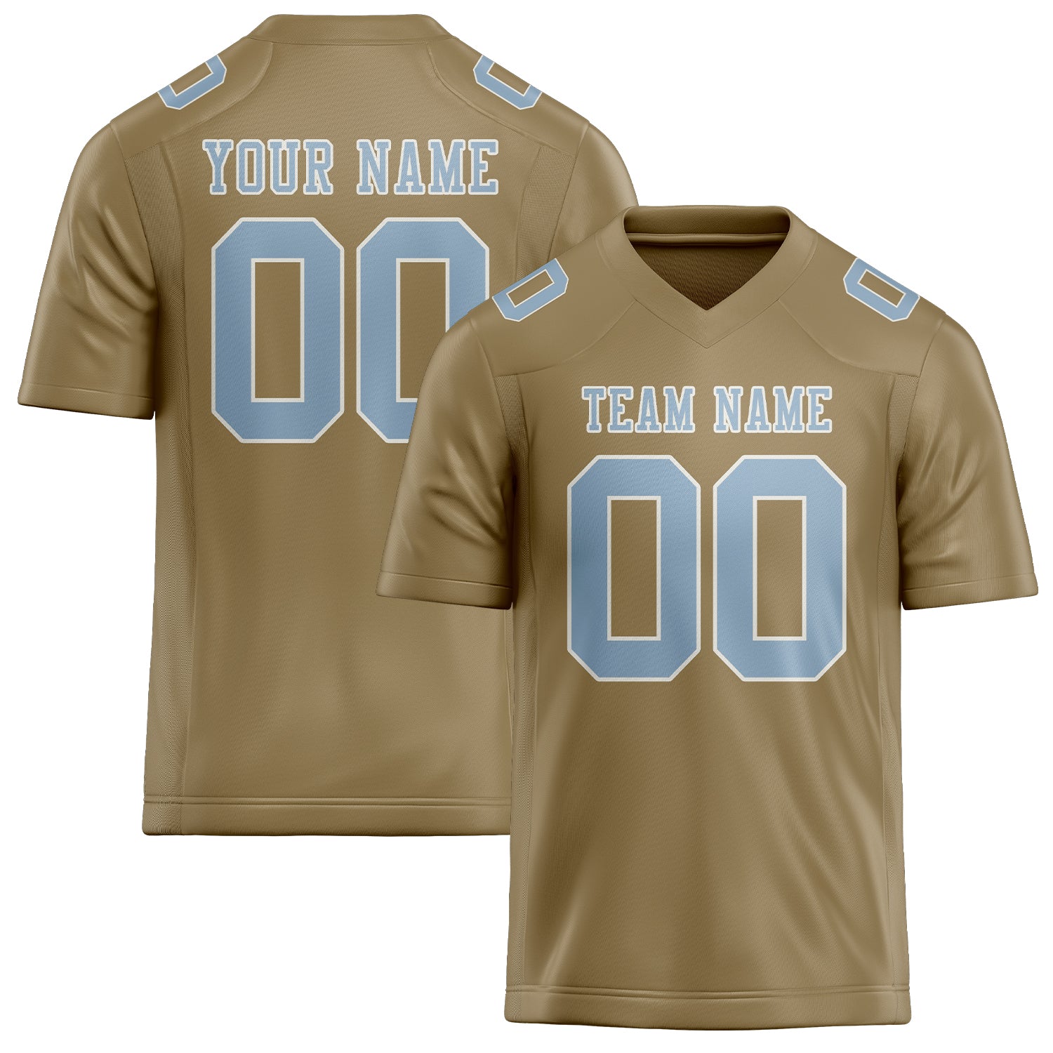 Custom Light Khaki Light Blue Football Jersey