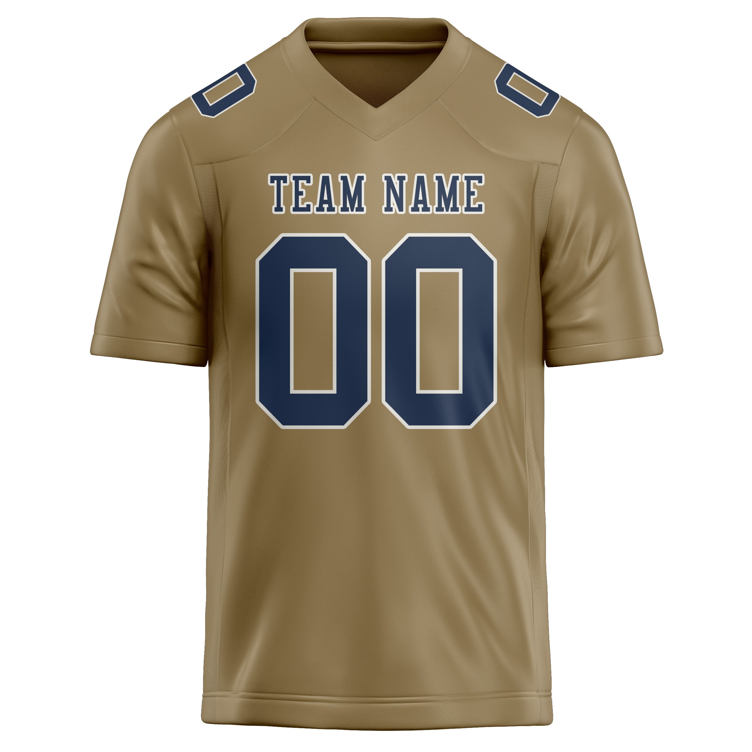 Custom Light Khaki Blue Football Jersey