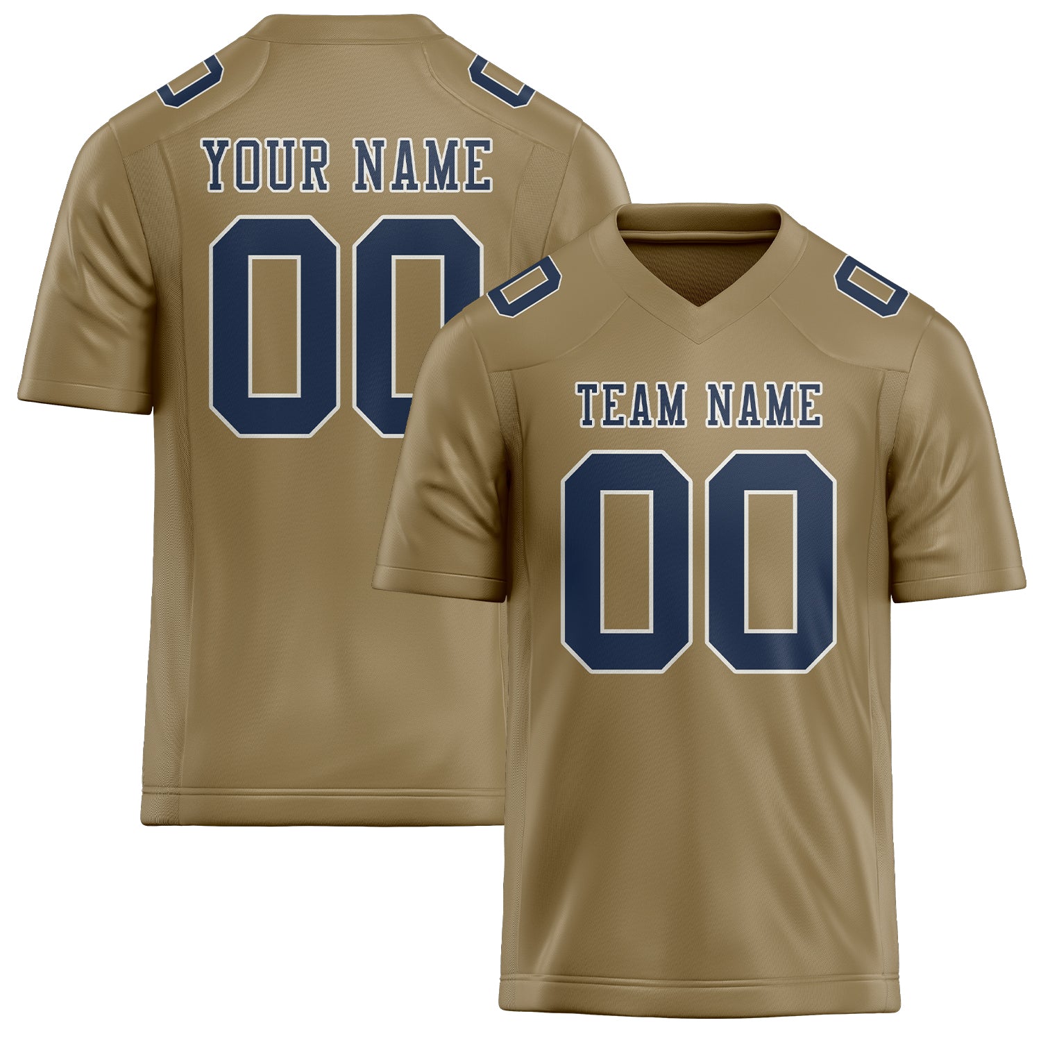 Custom Light Khaki Blue Football Jersey