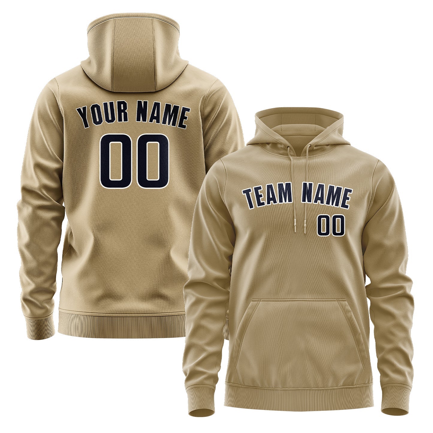 Custom Light Khaki Navy Hoodie