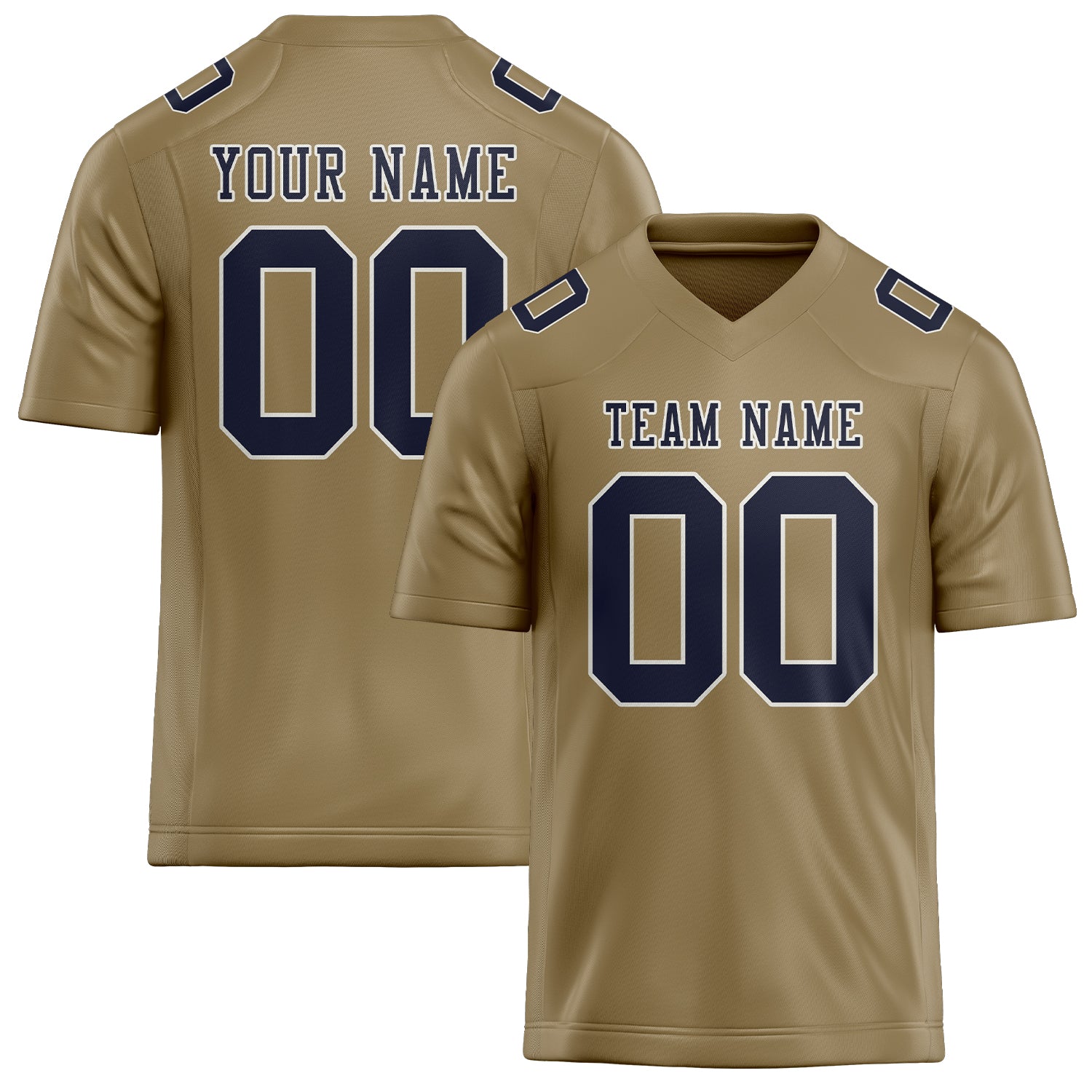 Custom Light Khaki Navy Football Jersey