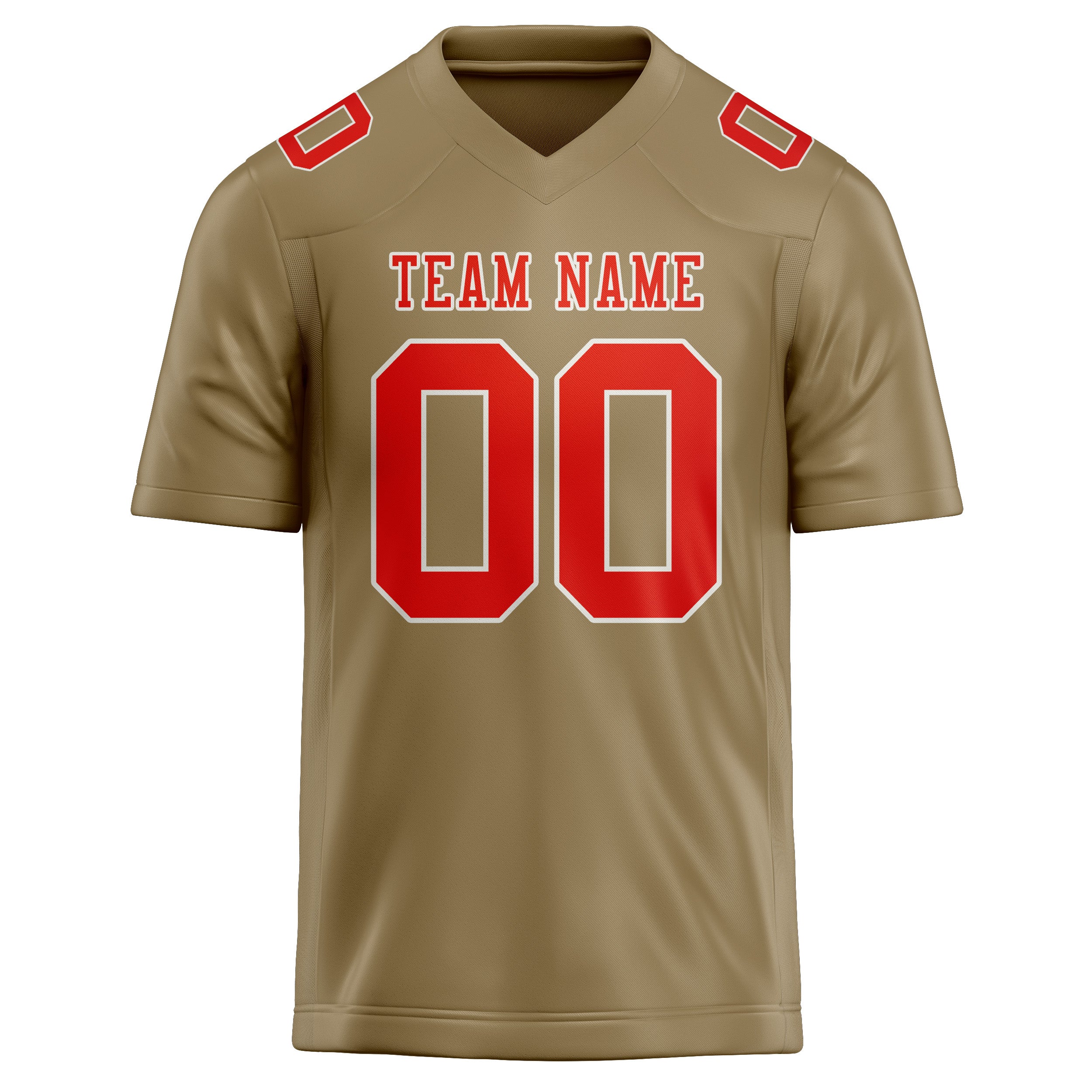 Custom Light Khaki Orange Red Football Jersey