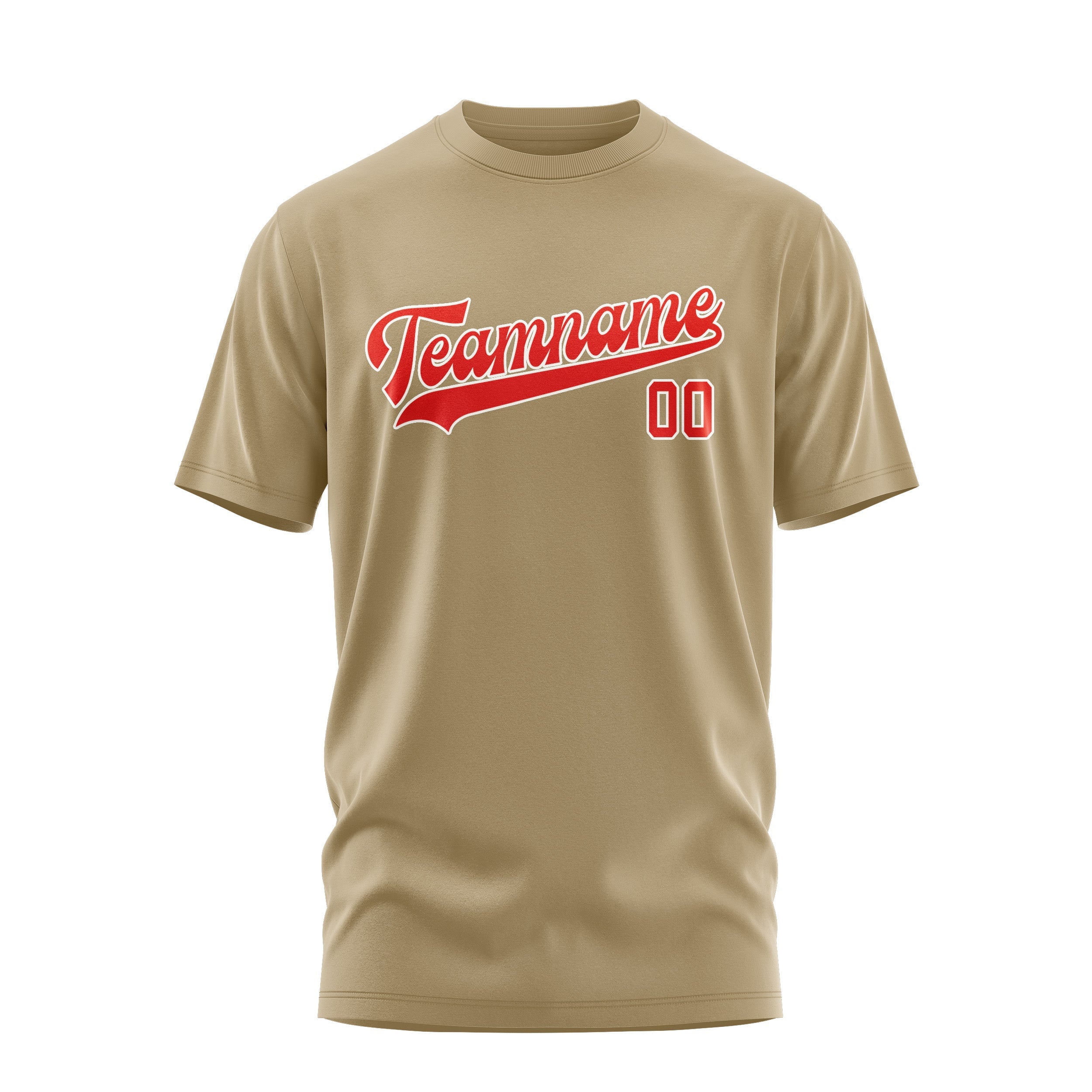 Custom Light Khaki Orange Red T-Shirt