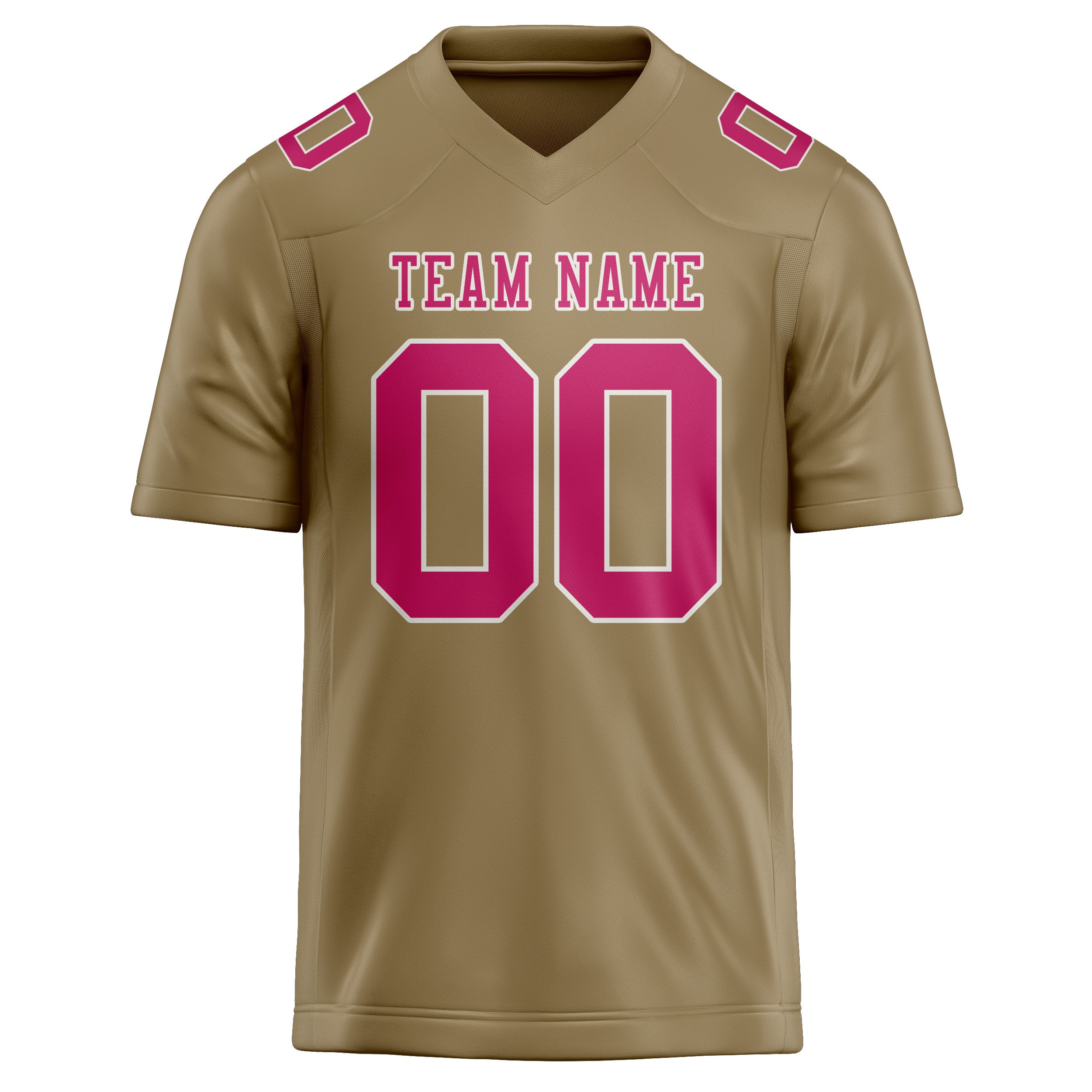 Custom Light Khaki Pink Football Jersey