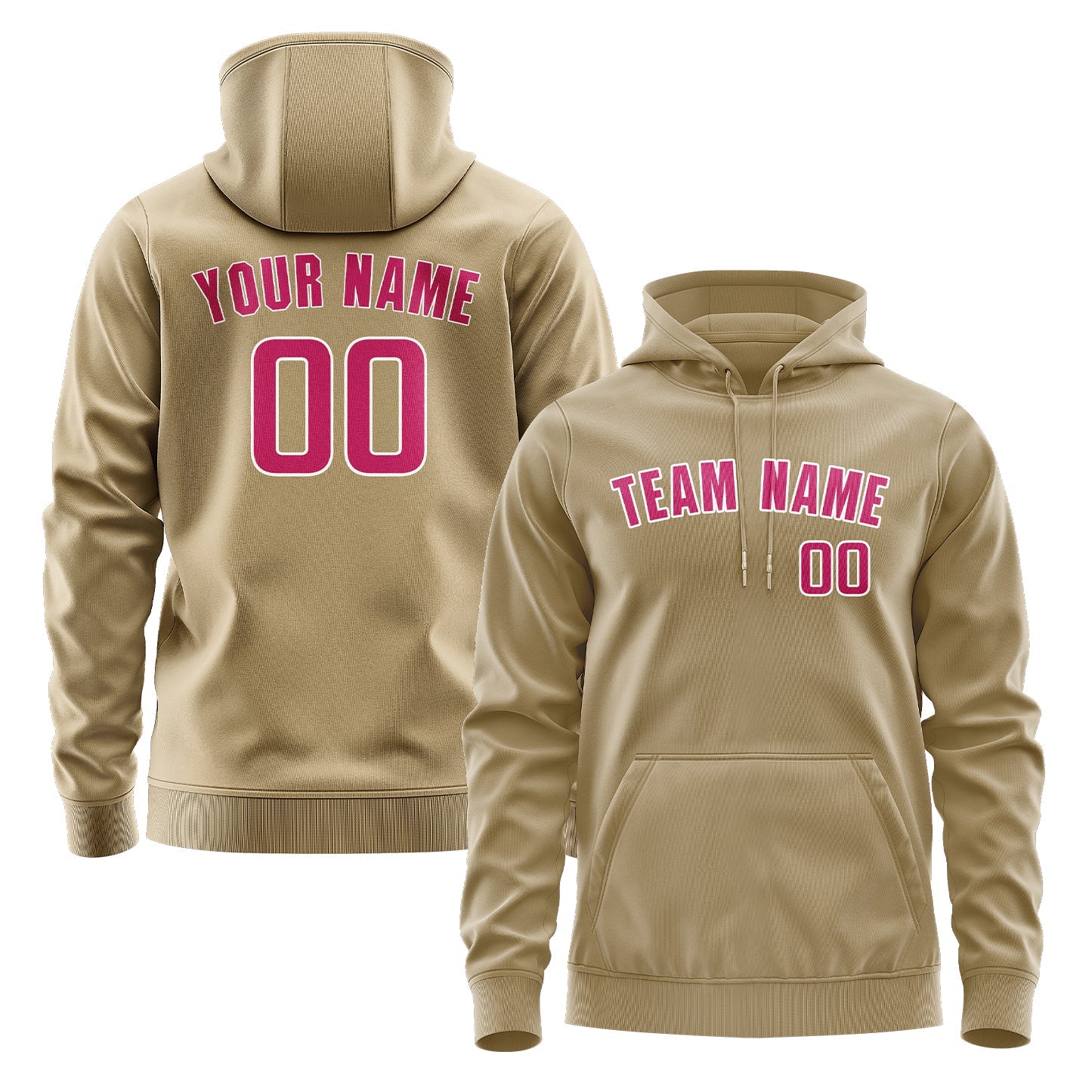 Custom Light Khaki Pink Hoodie