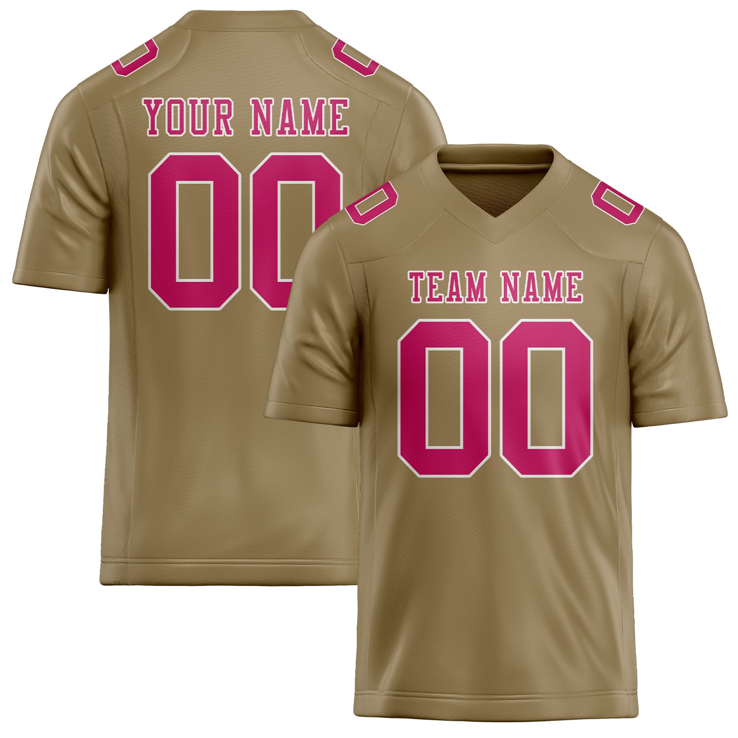 Custom Light Khaki Pink Football Jersey