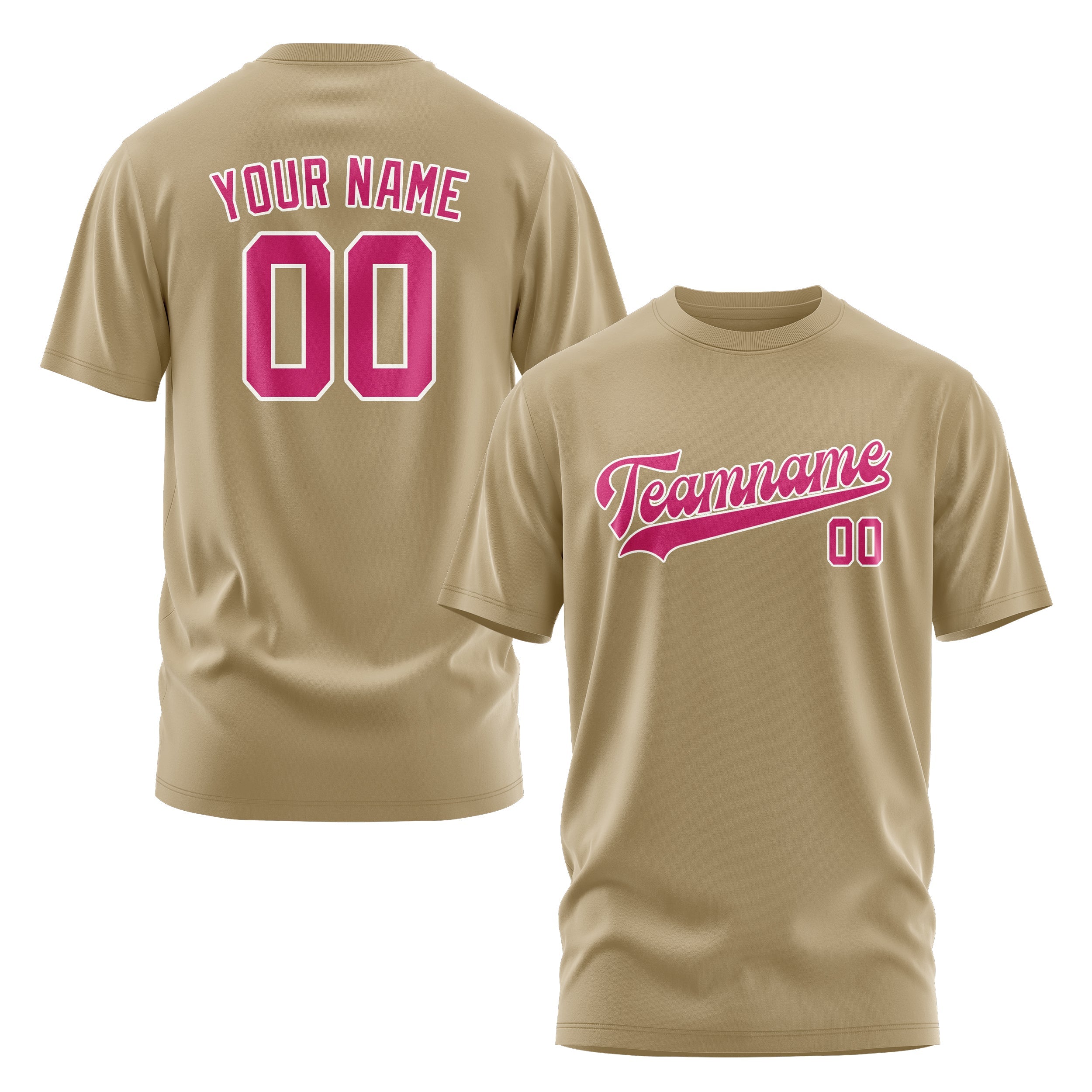 Custom Light Khaki Pink T-Shirt