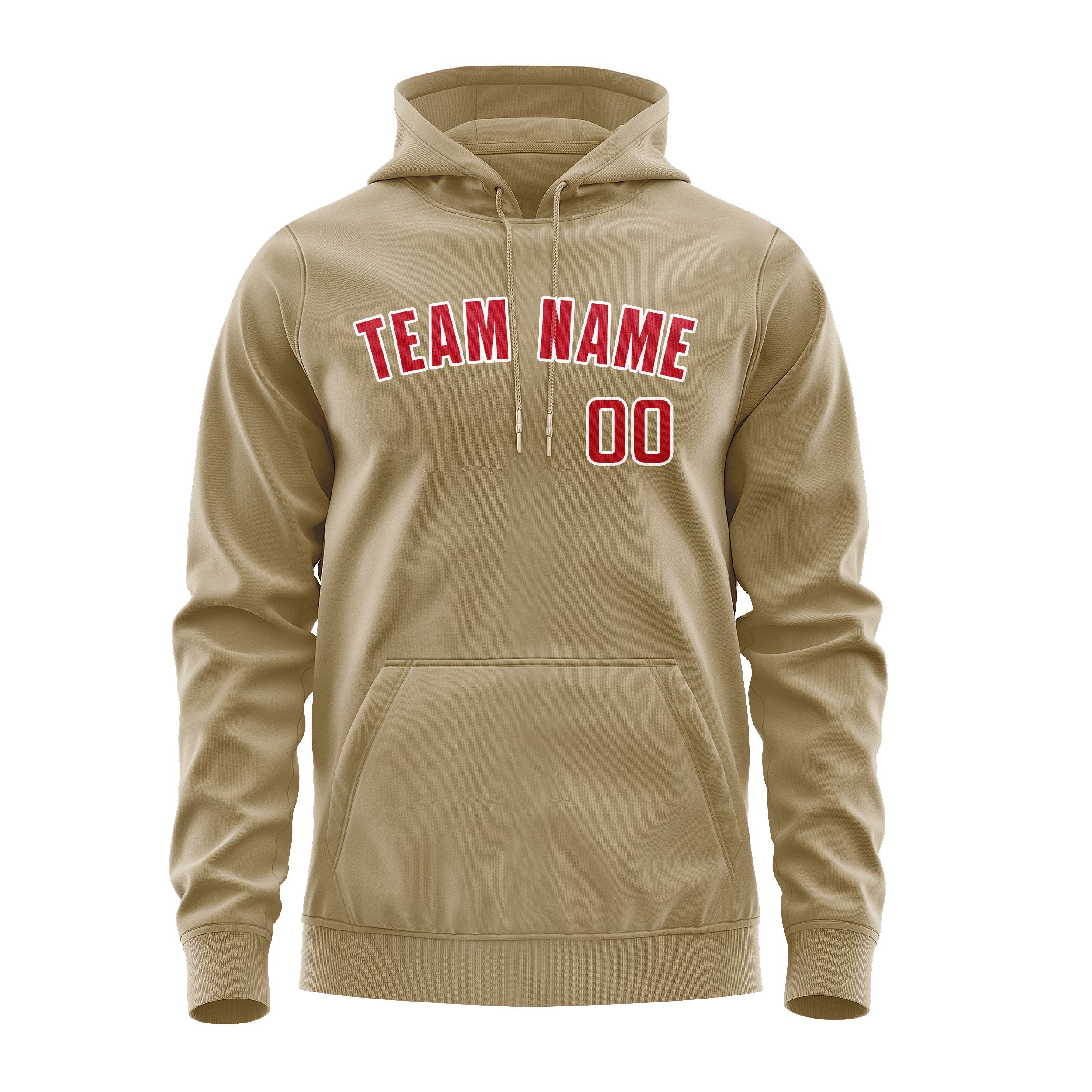 Custom Light Khaki Red Hoodie