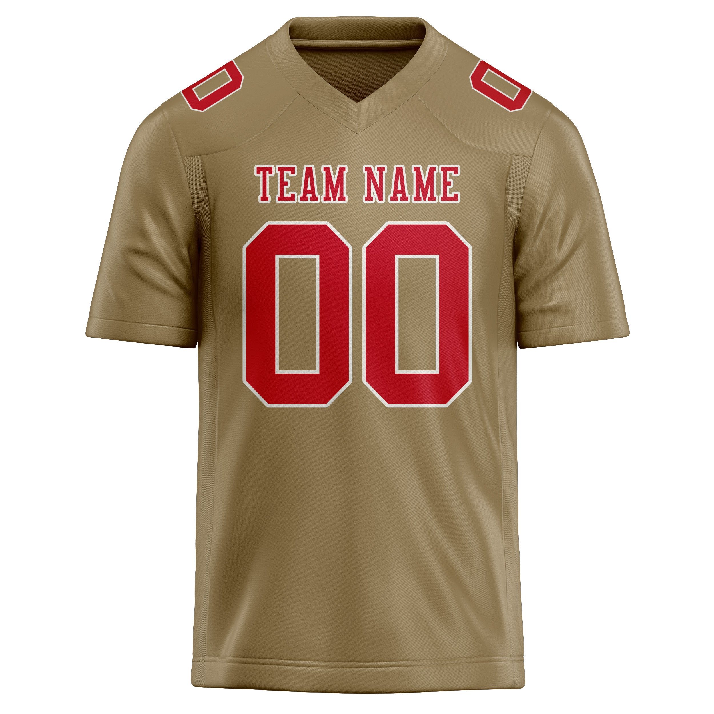 Custom Light Khaki Red Football Jersey