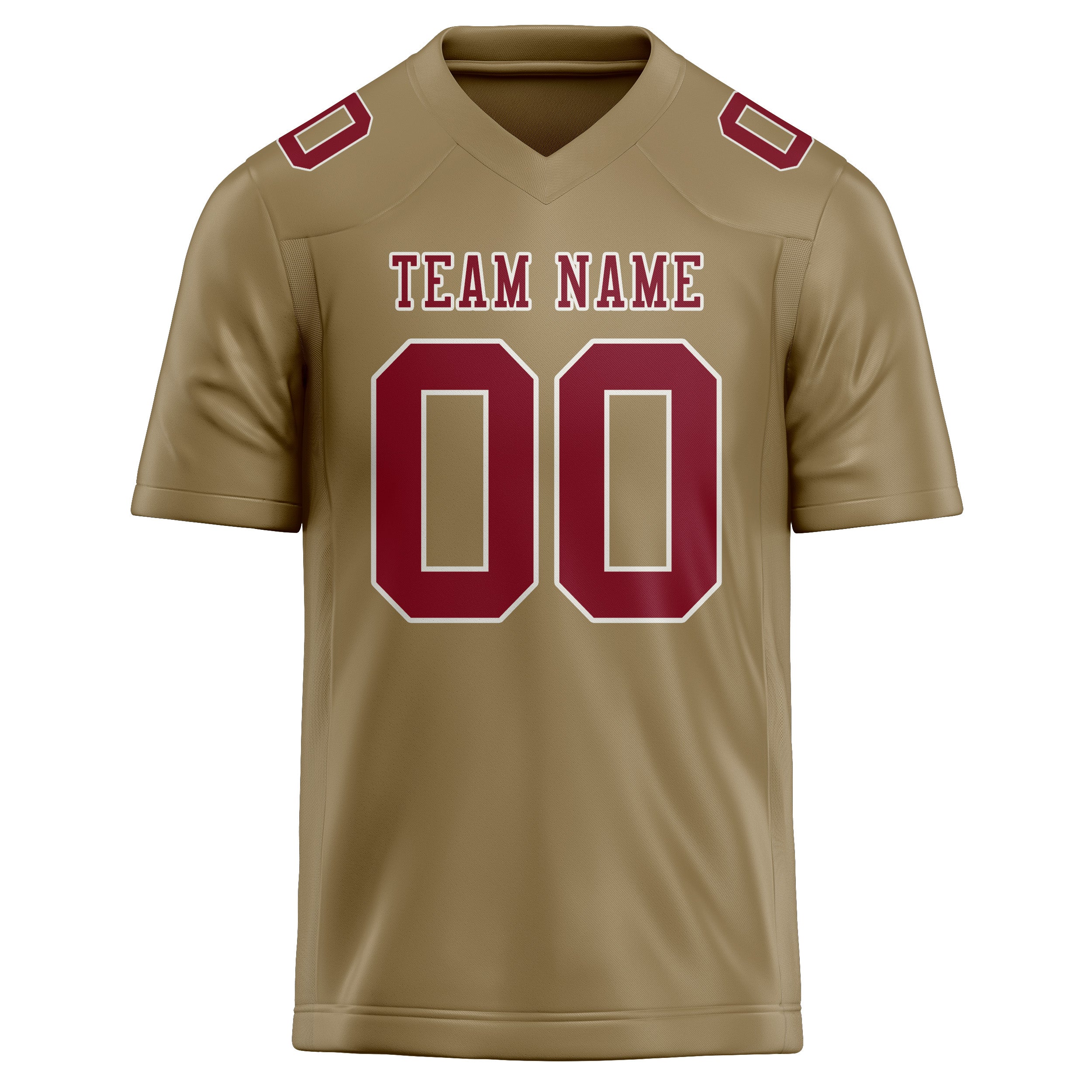 Custom Light Khaki Crimson Red Football Jersey