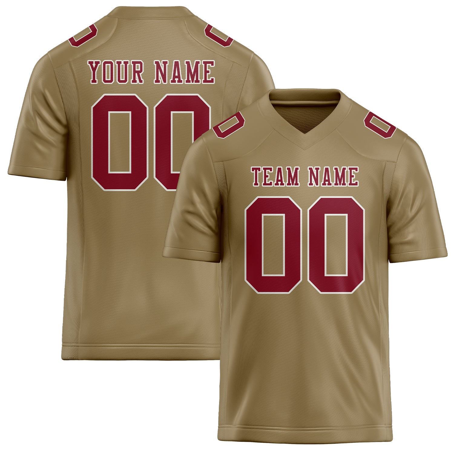 Custom Light Khaki Crimson Red Football Jersey