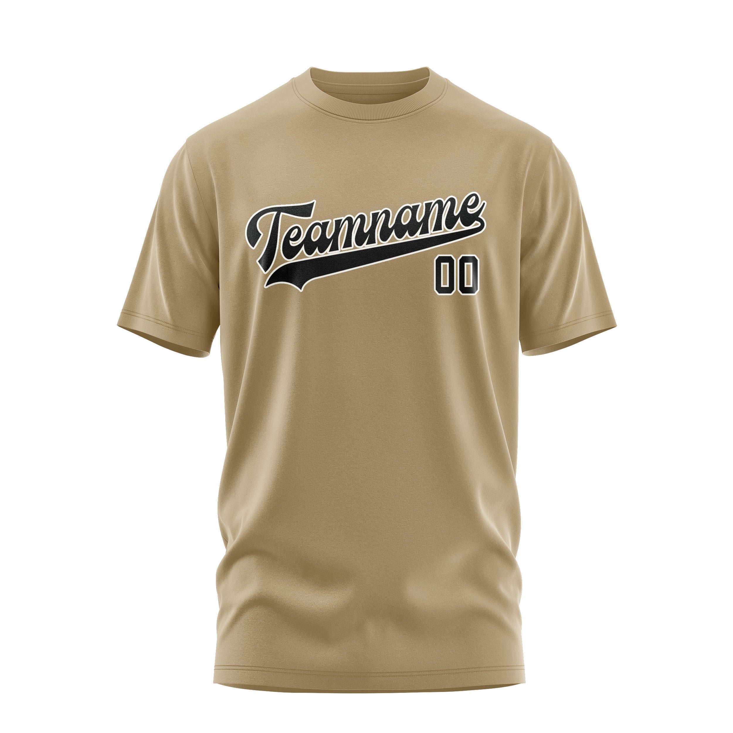 Custom Light Khaki Black T-Shirt