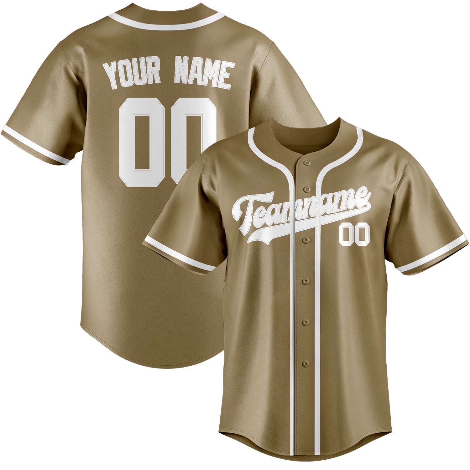 Custom Light Khaki White Baseball Jersey