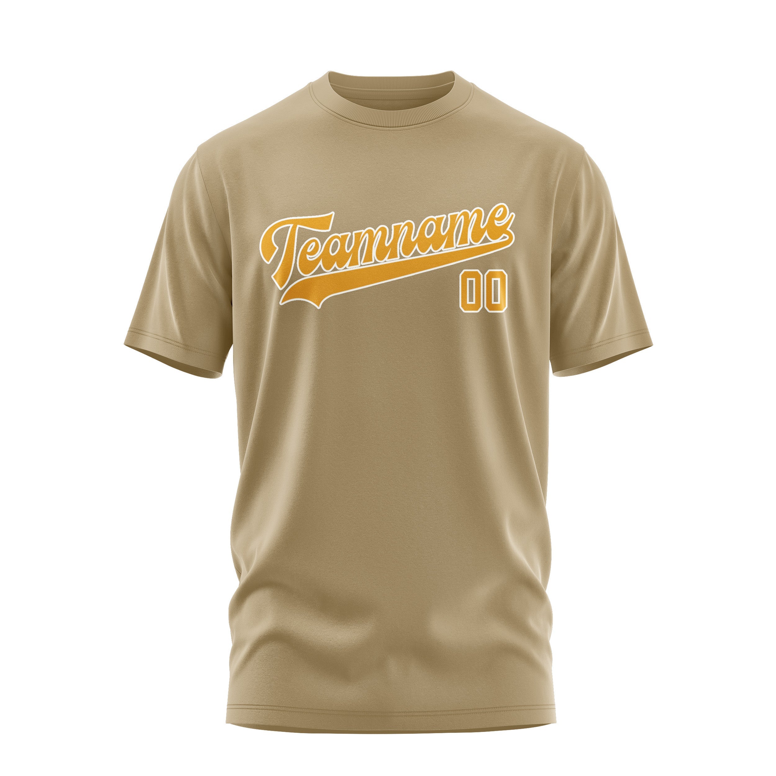 Custom Light Khaki Yellow T-Shirt