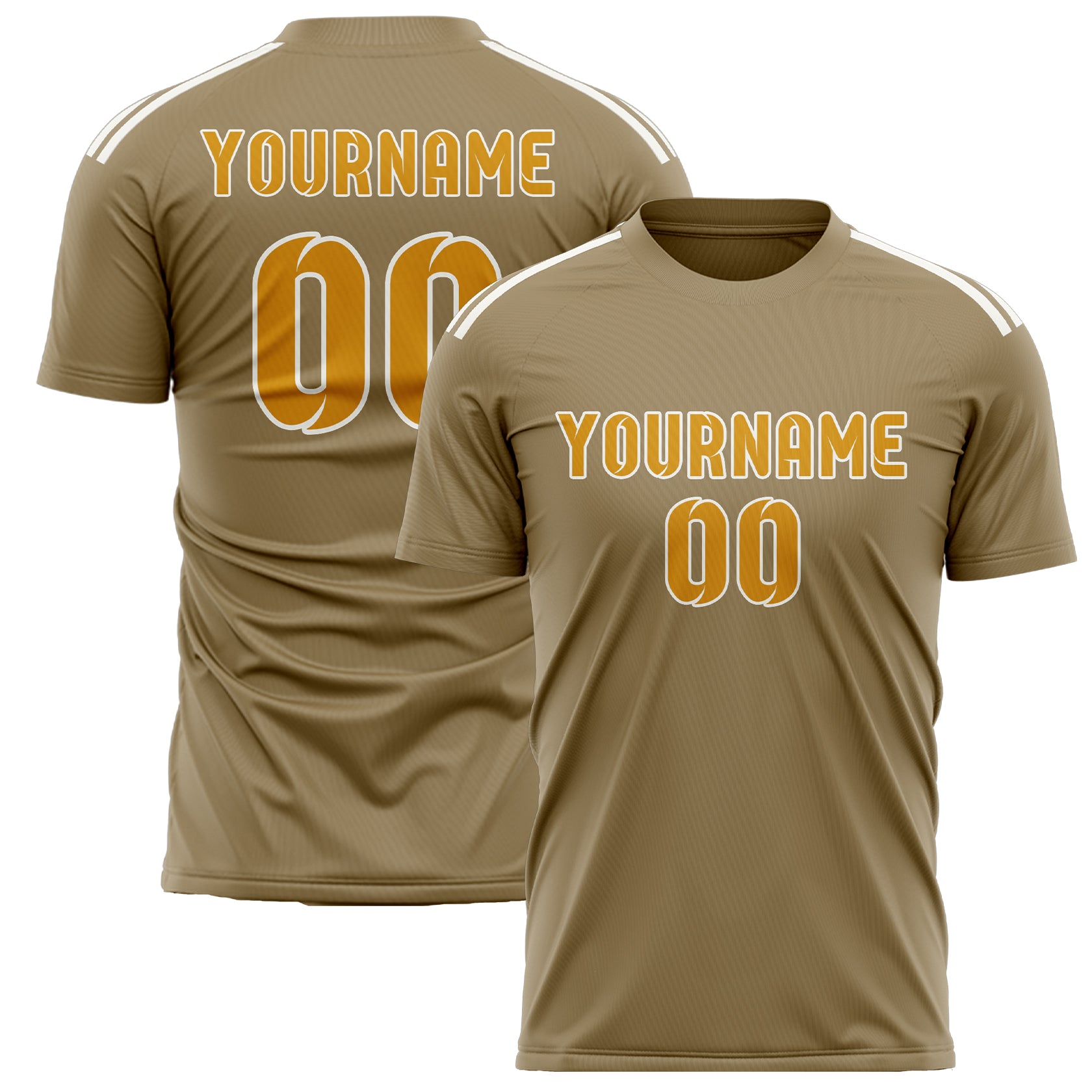 Custom Light Khaki Yellow Soccer Jersey