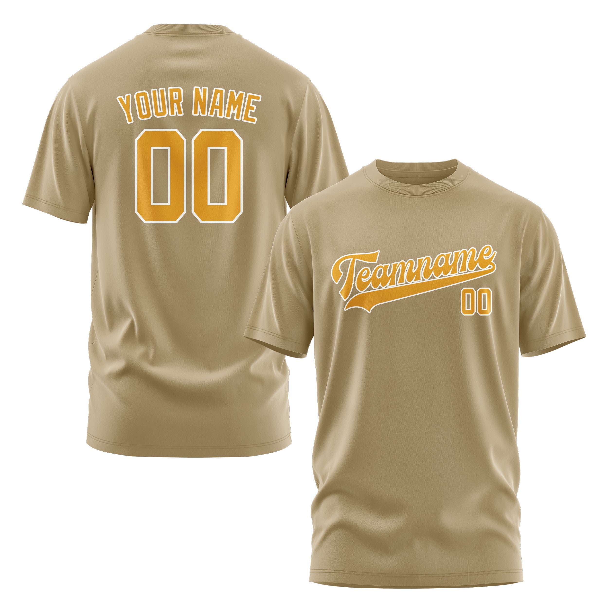 Custom Light Khaki Yellow T-Shirt