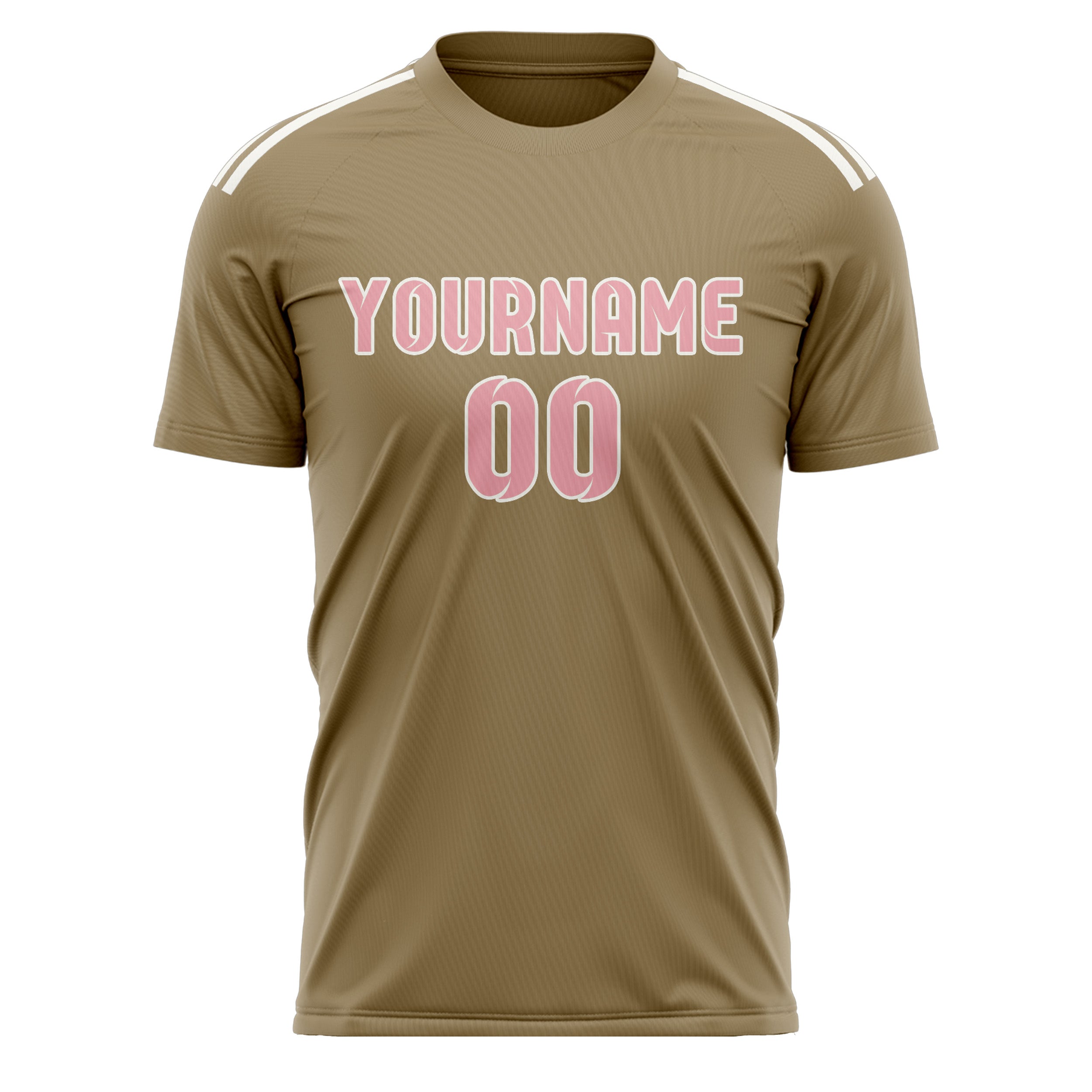 Custom Light Khaki Light Pink Soccer Jersey