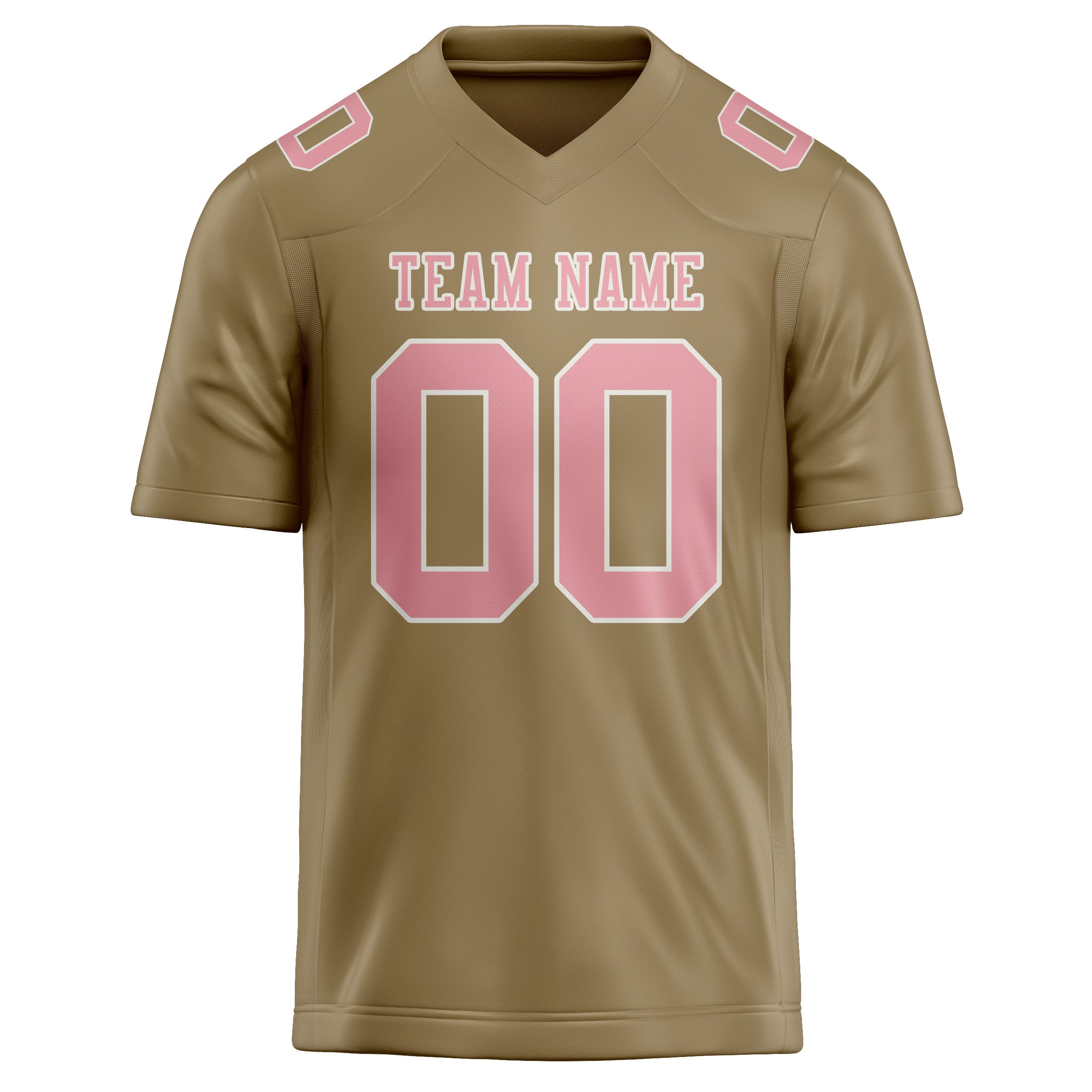 Custom Light Khaki Light Pink Football Jersey