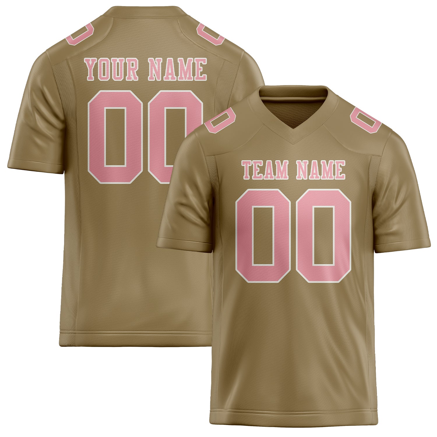 Custom Light Khaki Light Pink Football Jersey