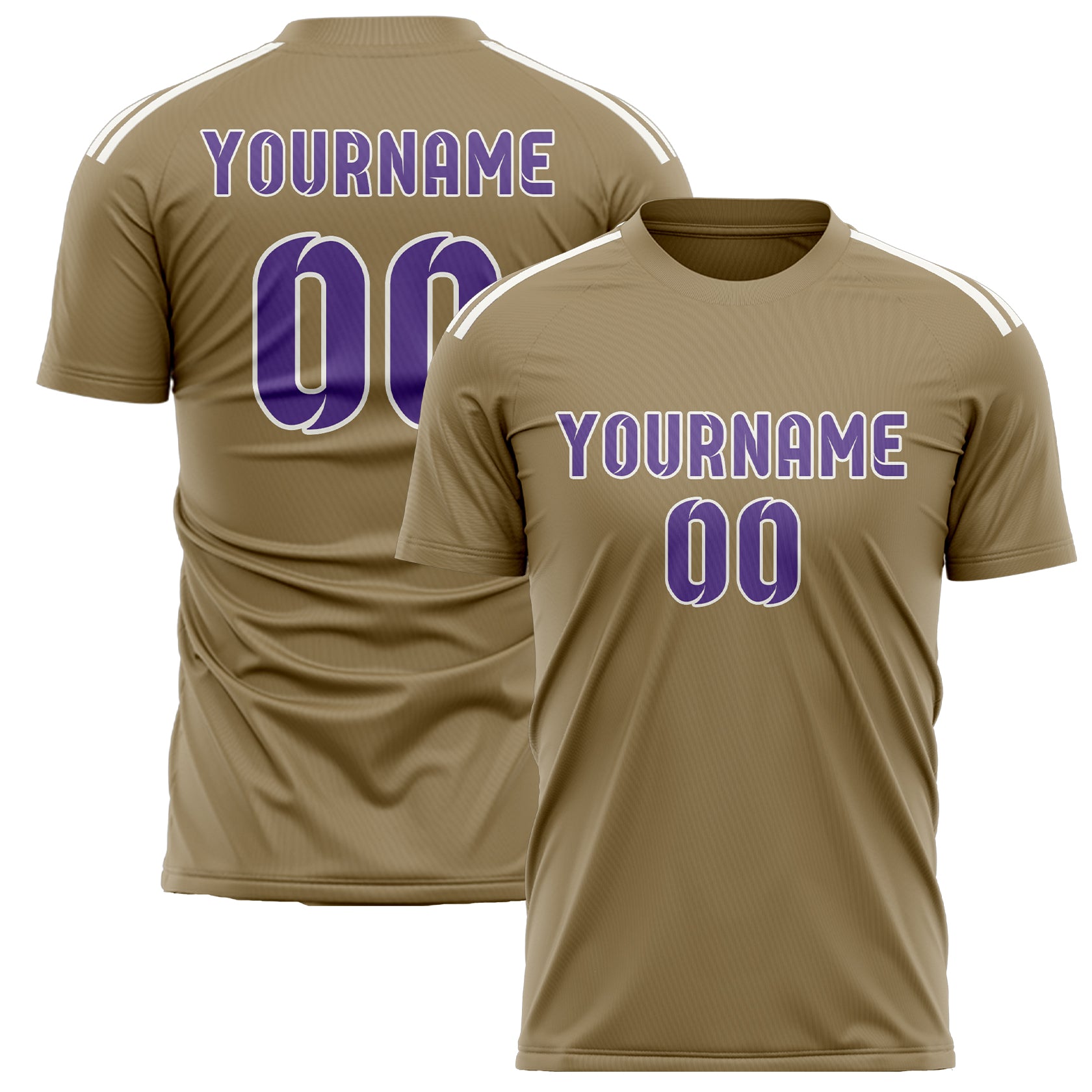Custom Light Khaki Light Purple Soccer Jersey
