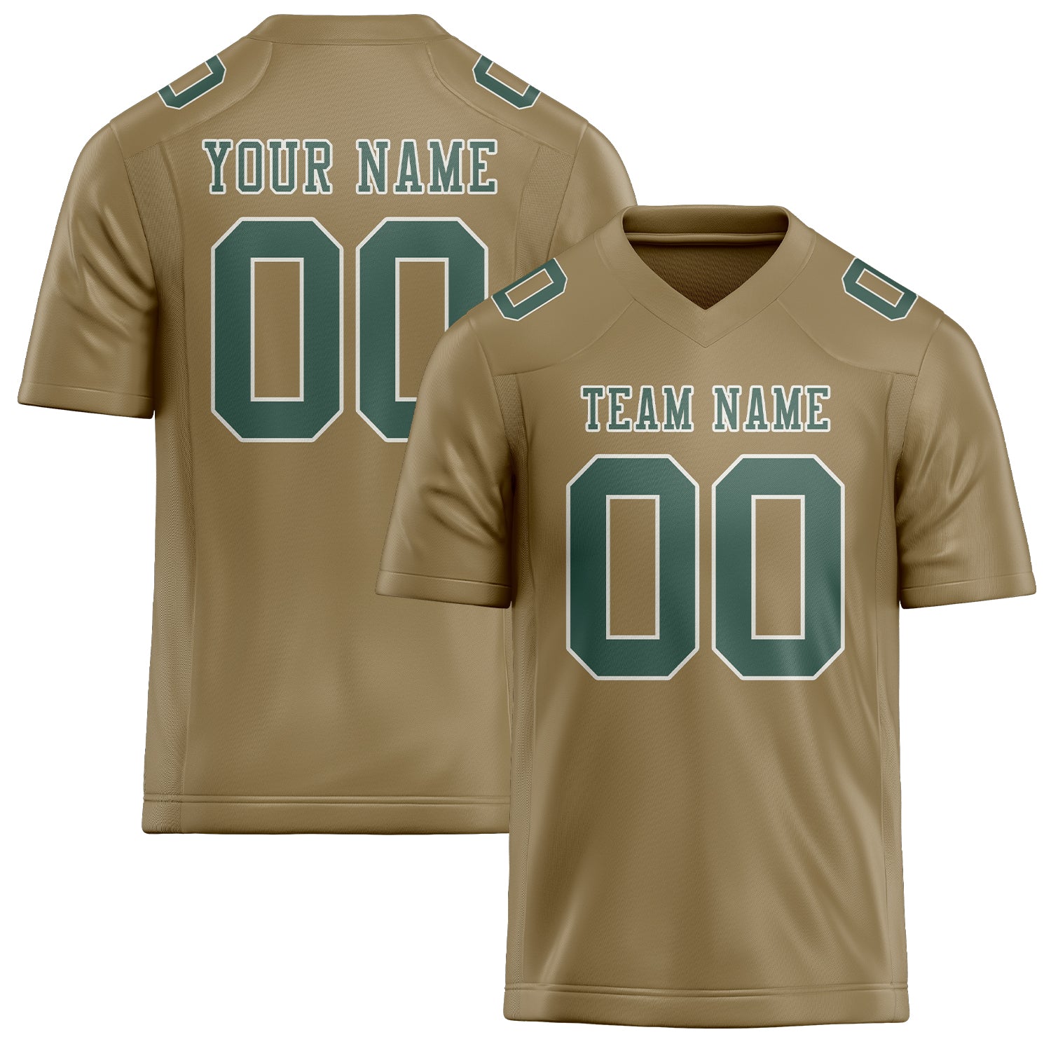 Custom Light Khaki Blue Green Football Jersey