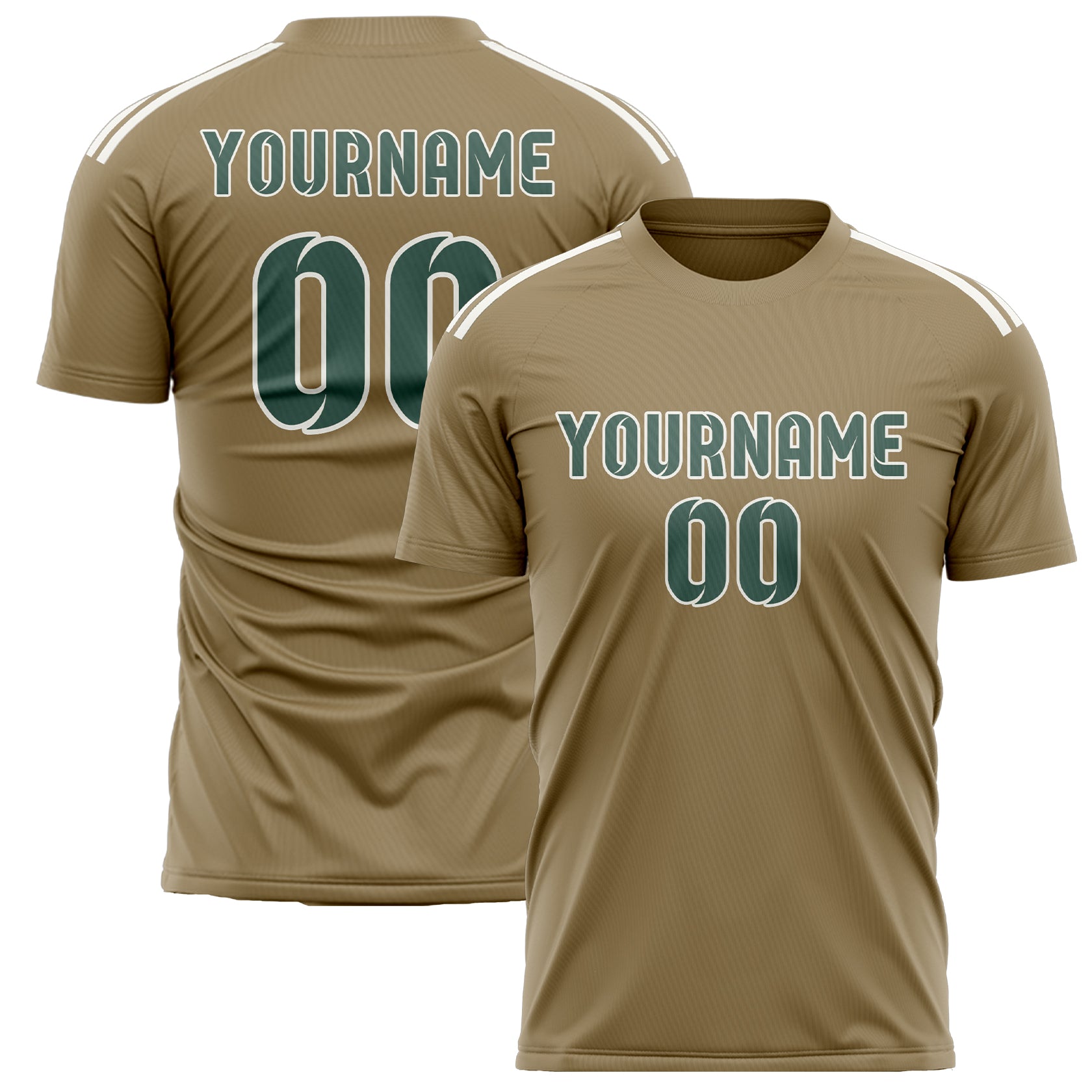 Custom Light Khaki Blue Green Soccer Jersey