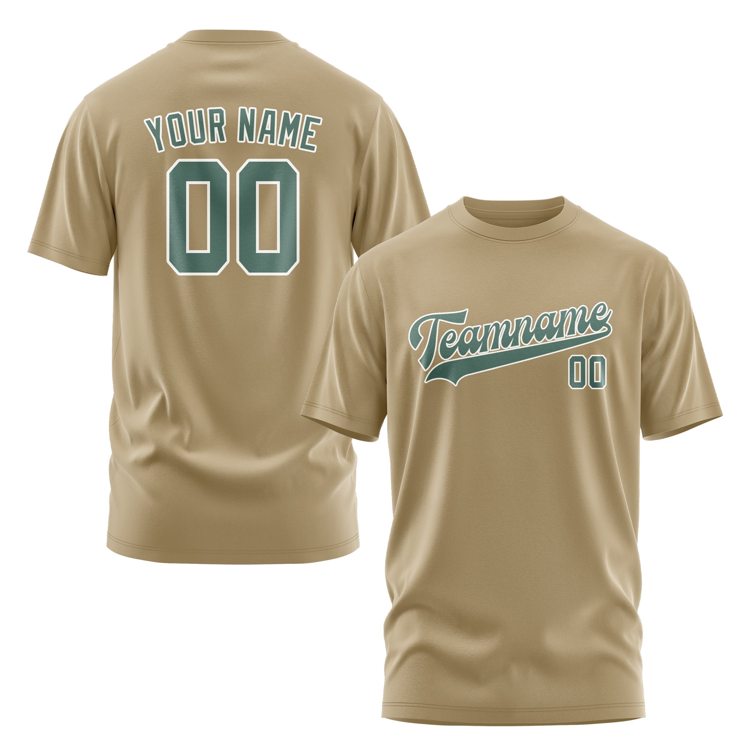 Custom Light Khaki Blue Green T-Shirt