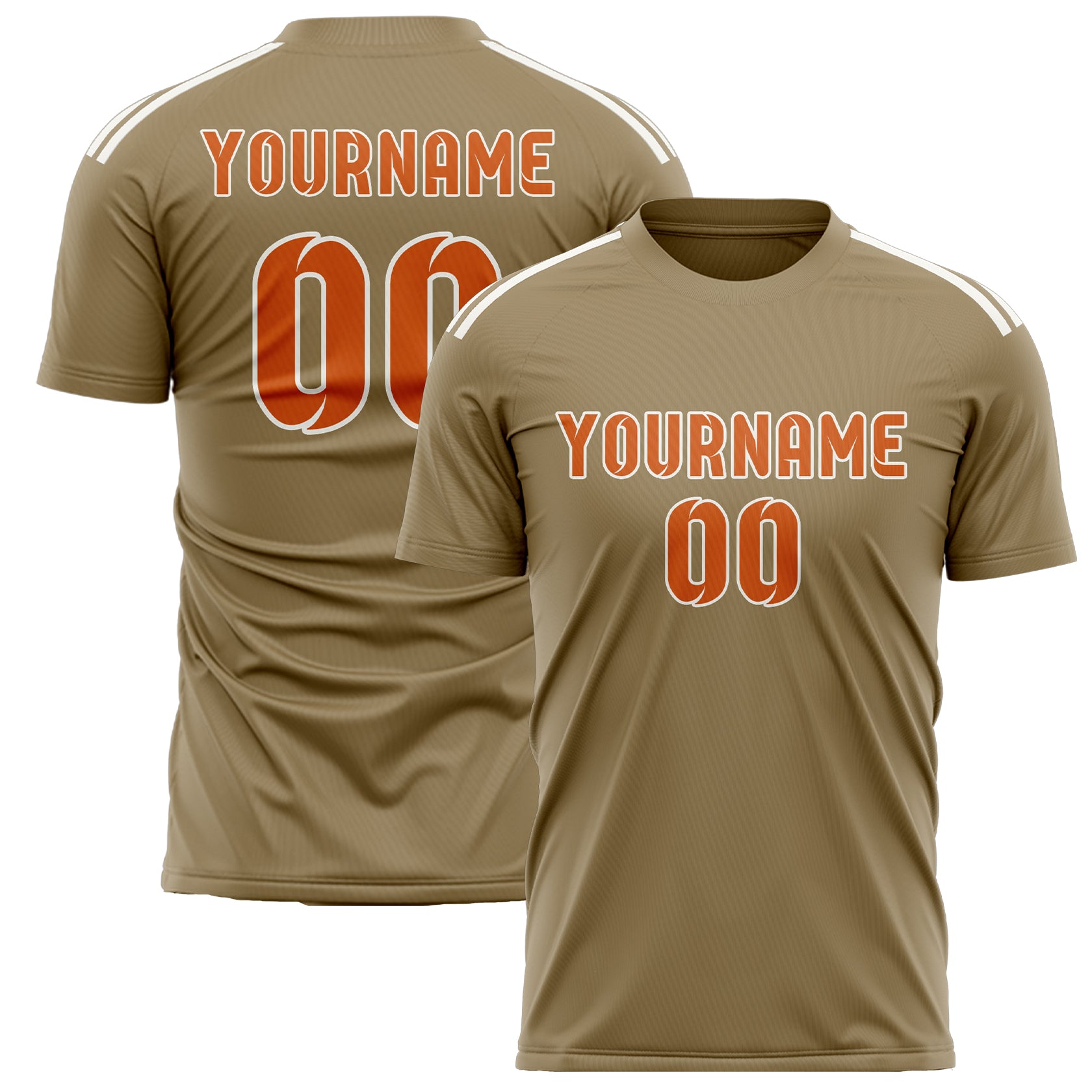 Custom Light Khaki Orange Soccer Jersey