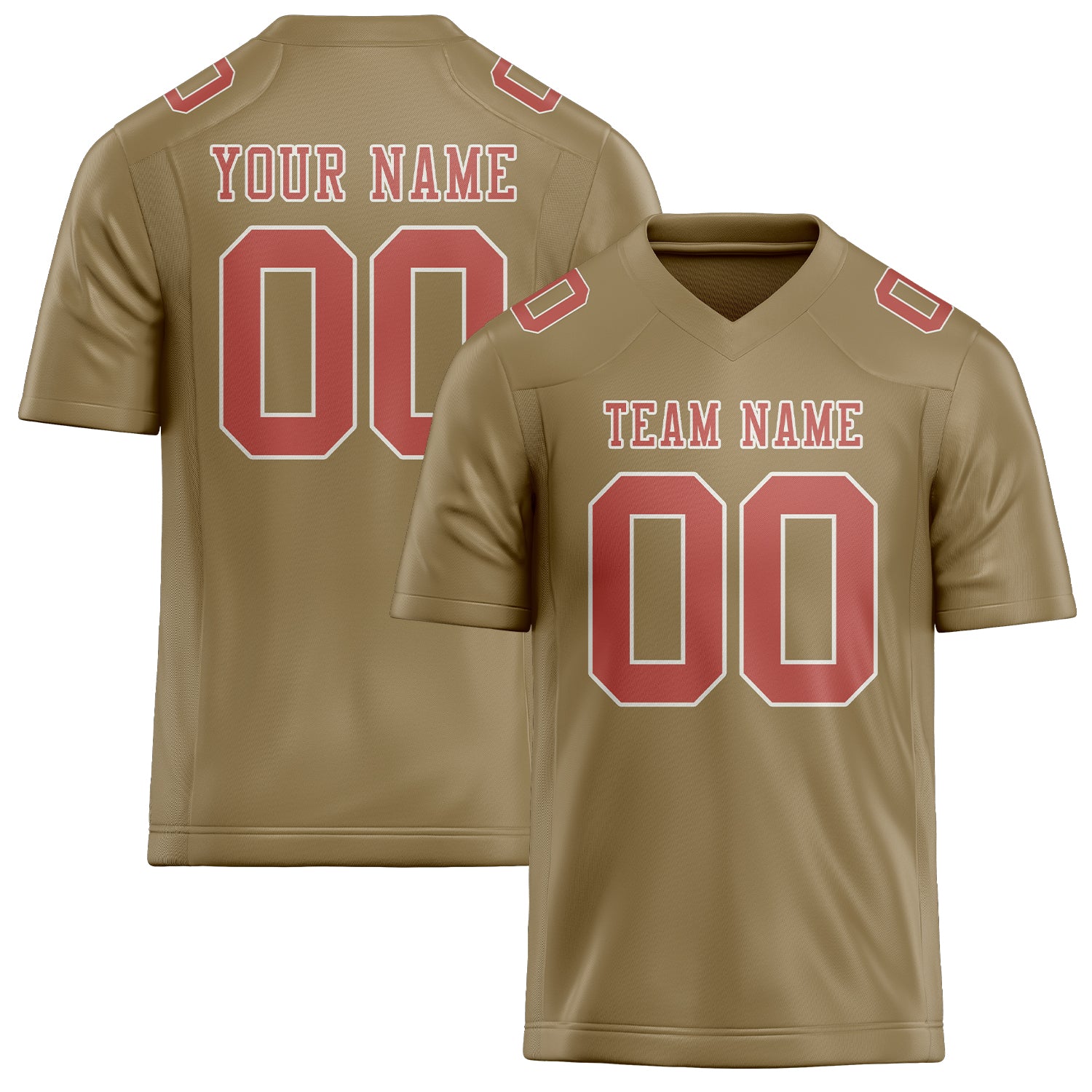 Custom Light Khaki Copper Rose Football Jersey