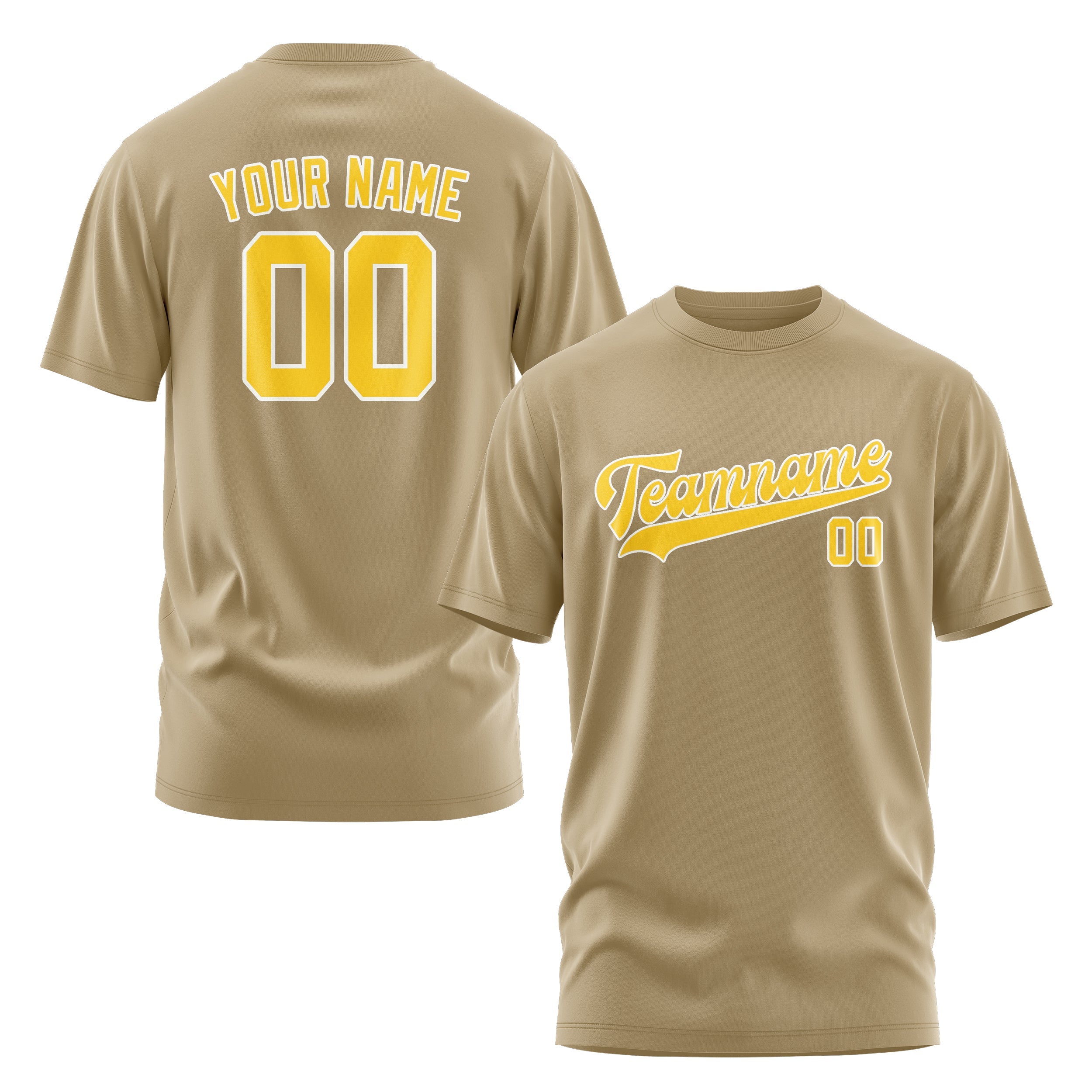 Custom Light Khaki Gold T-Shirt