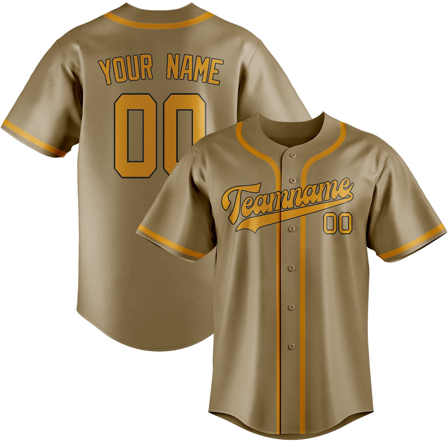 Custom Light Khaki Yellow Baseball Jersey