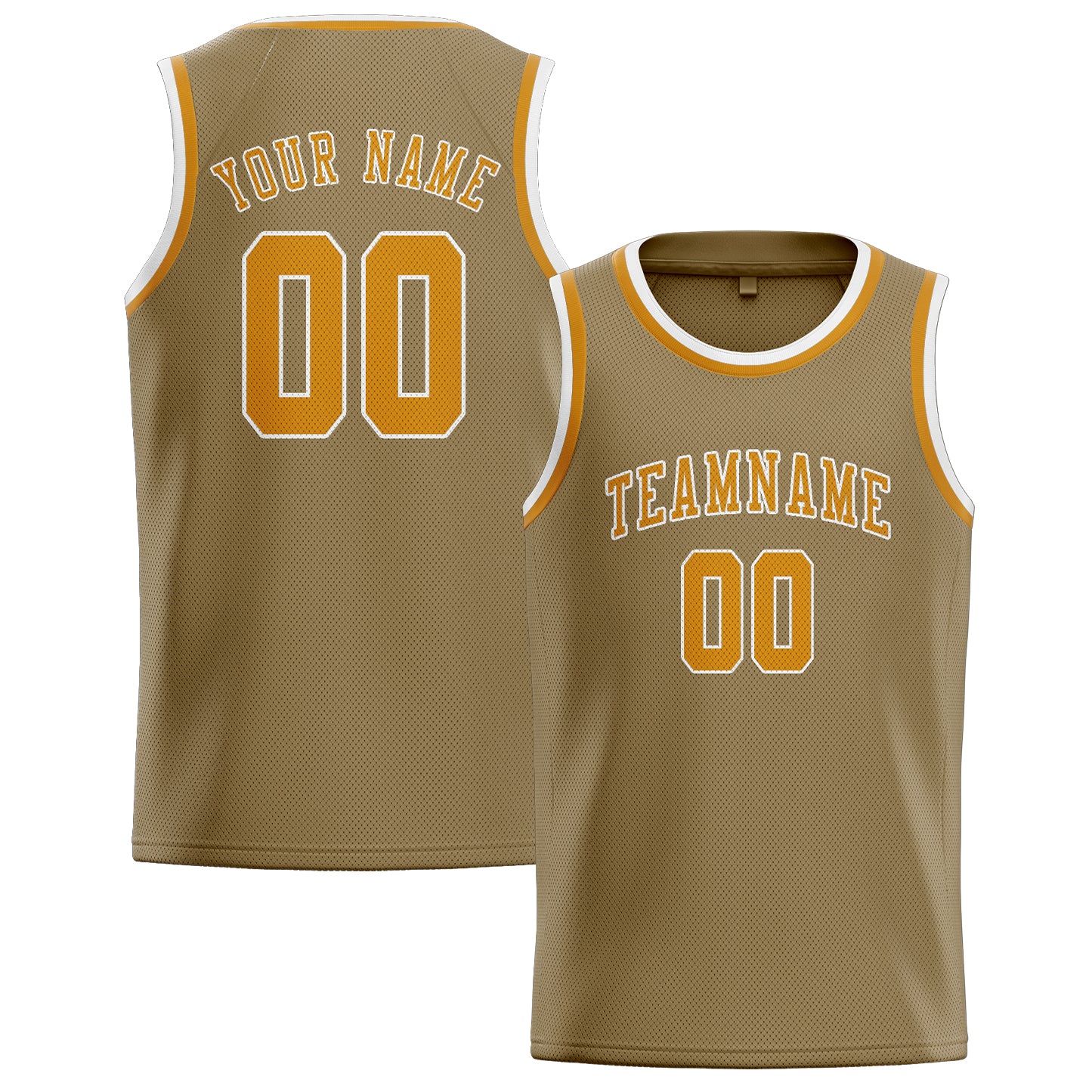 Custom Light Khaki Yellow Basketball Jersey