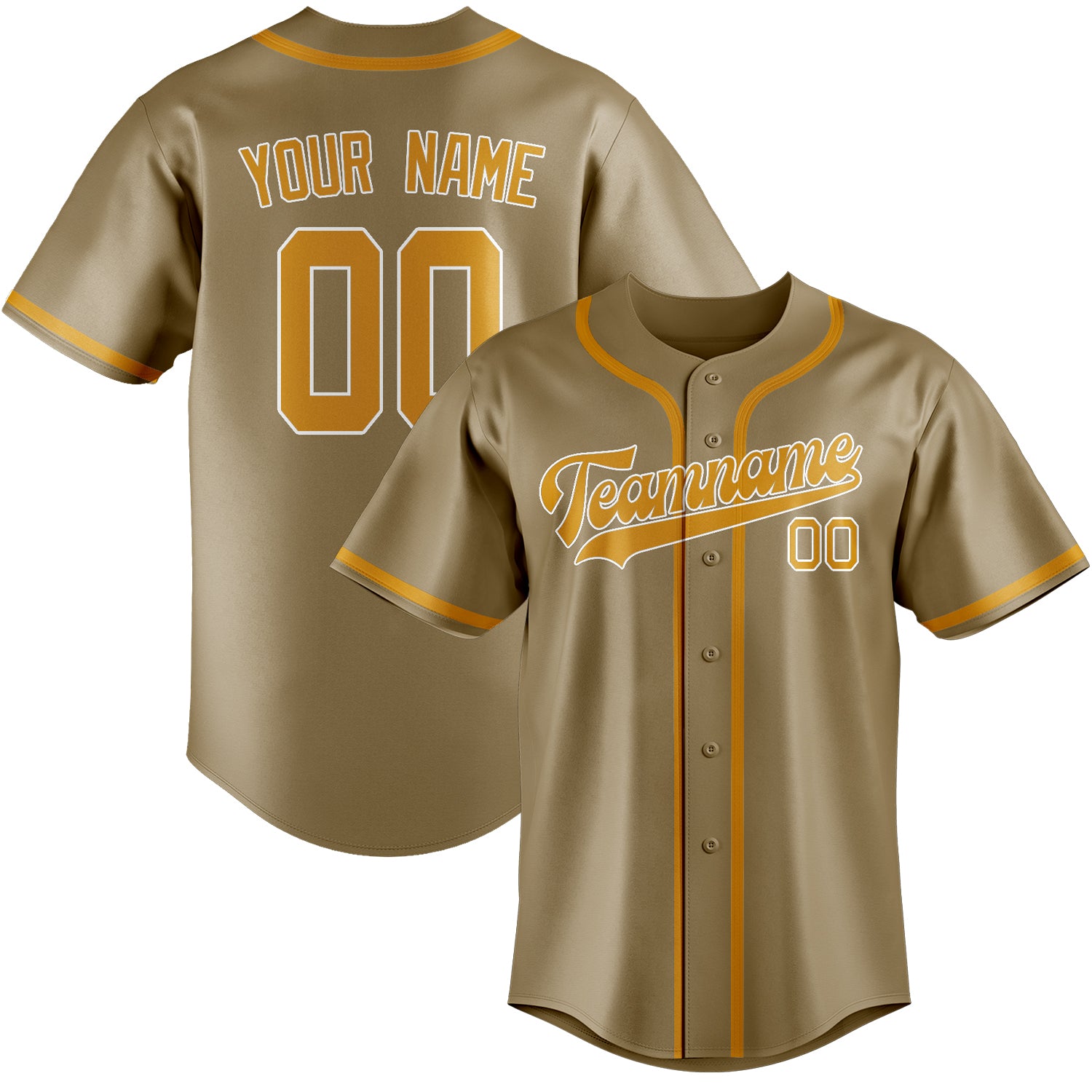 Custom Light Khaki Yellow Baseball Jersey