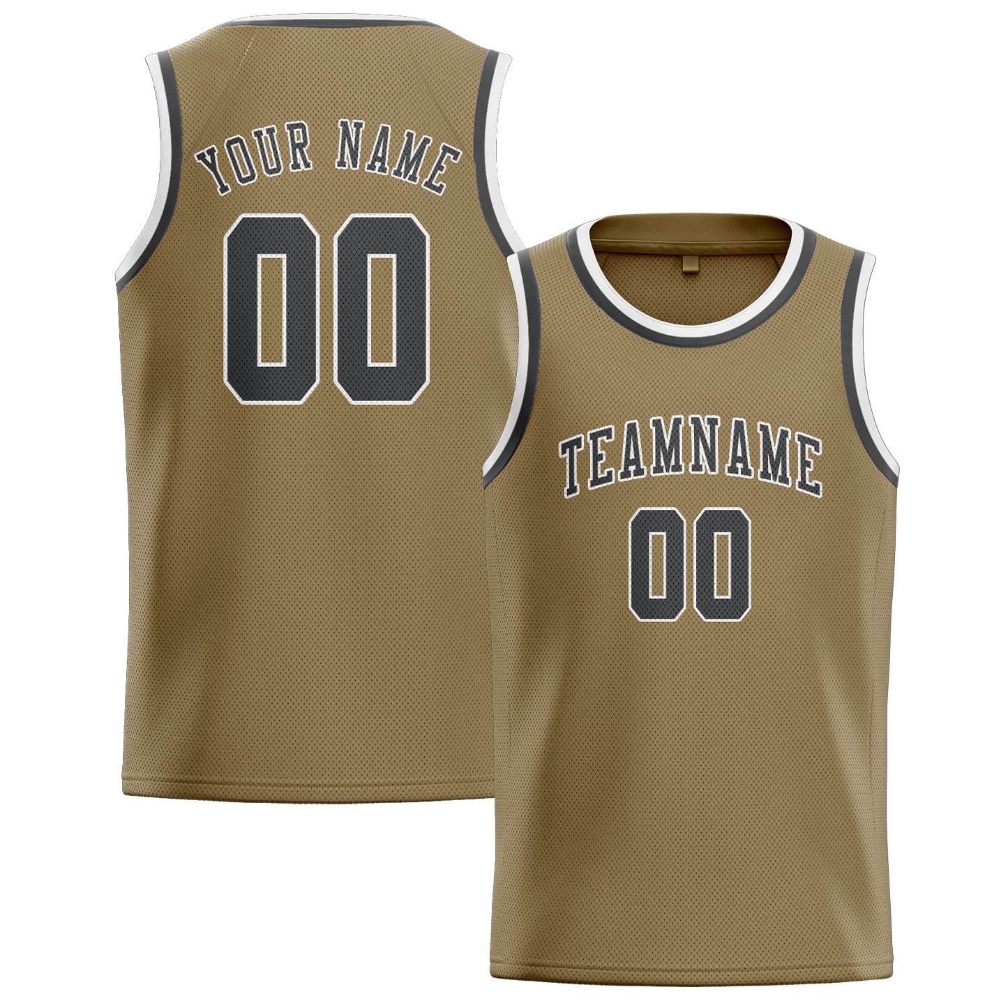 Custom Light Khaki Dark Grey Basketball Jersey