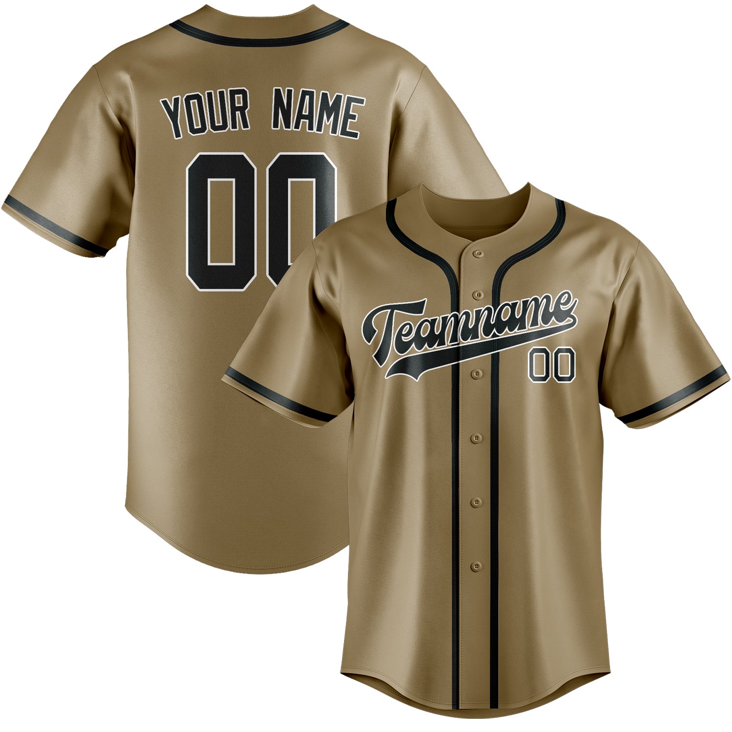 Custom Light Khaki Dark Grey Baseball Jersey