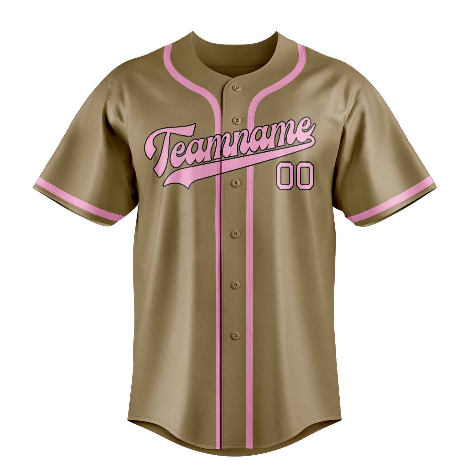 Custom Light Khaki Light Pink Baseball Jersey