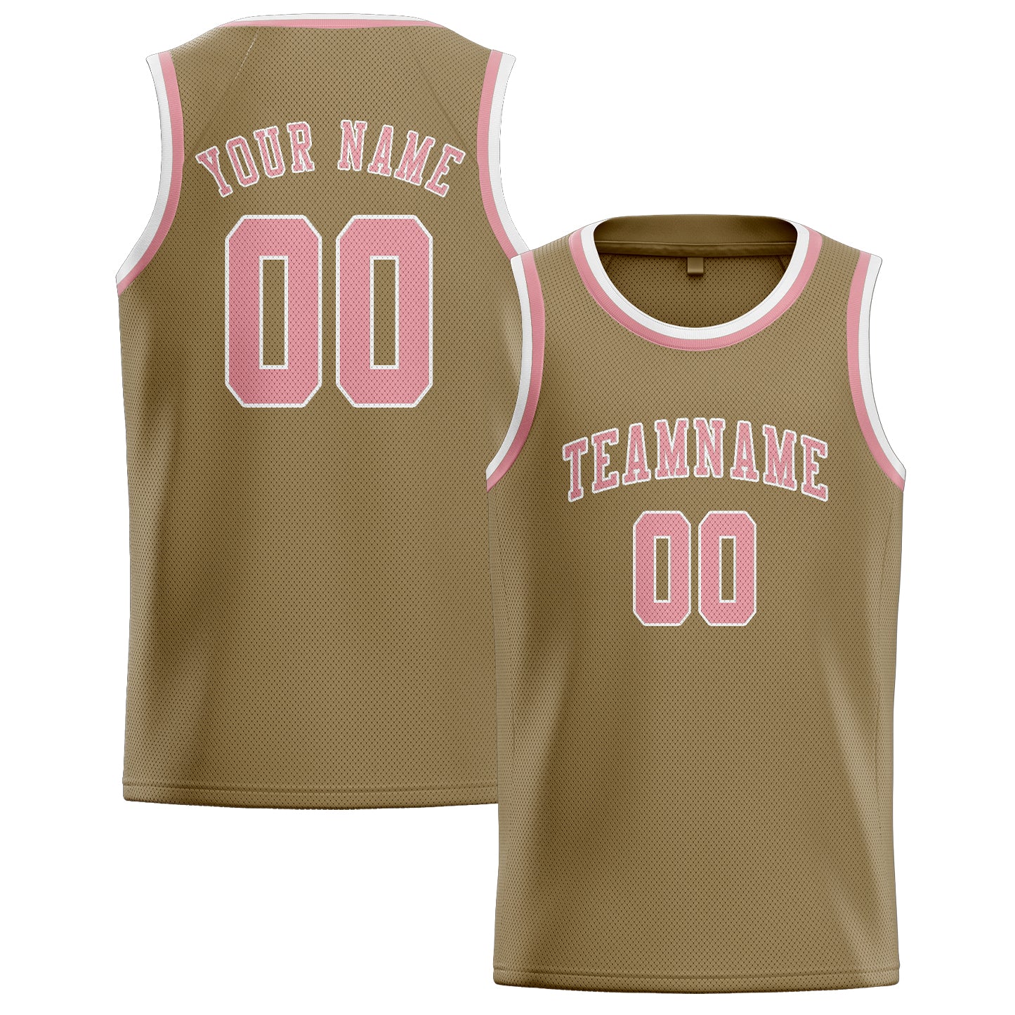 Custom Light Khaki Light Pink Basketball Jersey