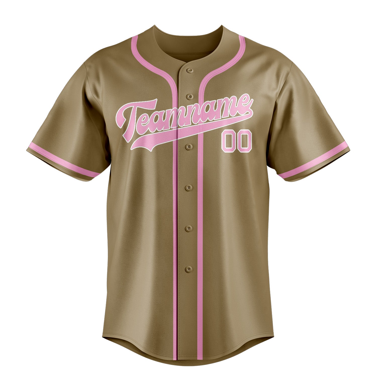 Custom Light Khaki Light Pink Baseball Jersey
