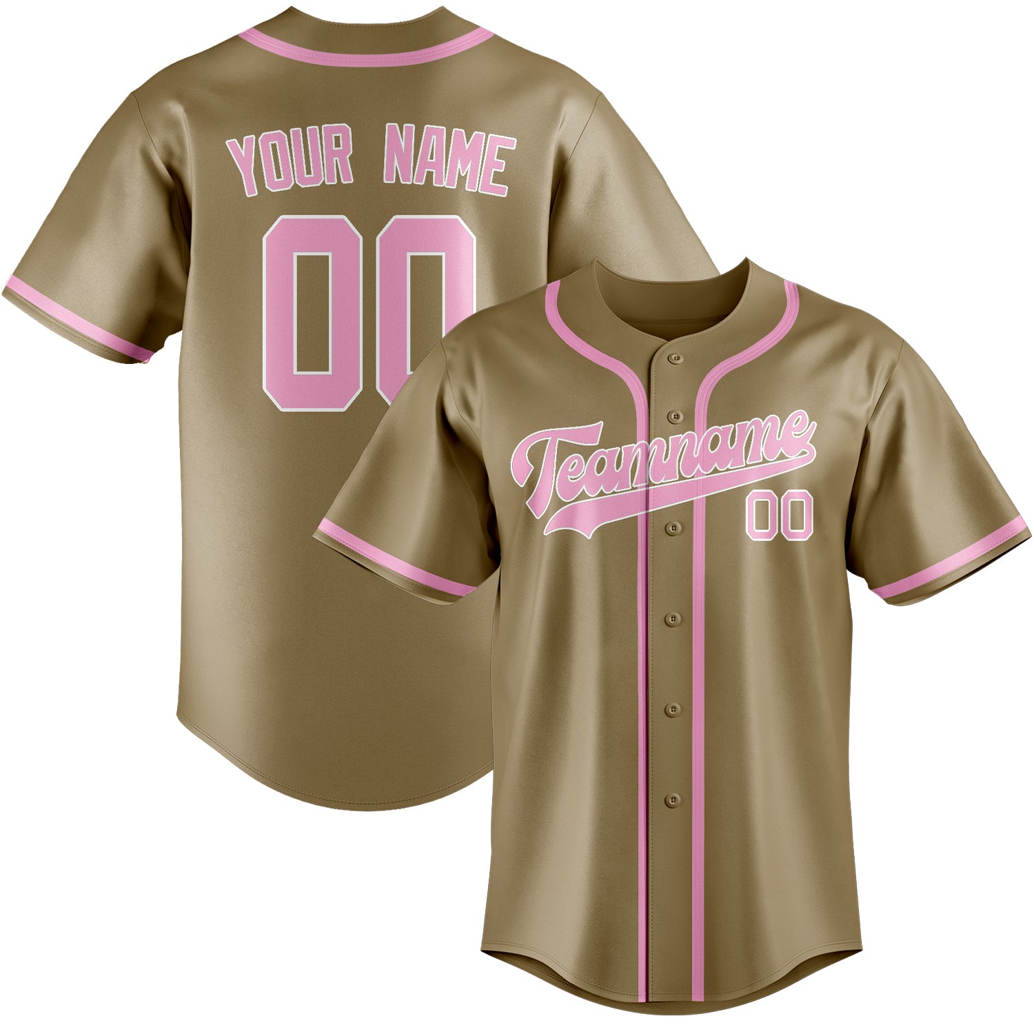 Custom Light Khaki Light Pink Baseball Jersey