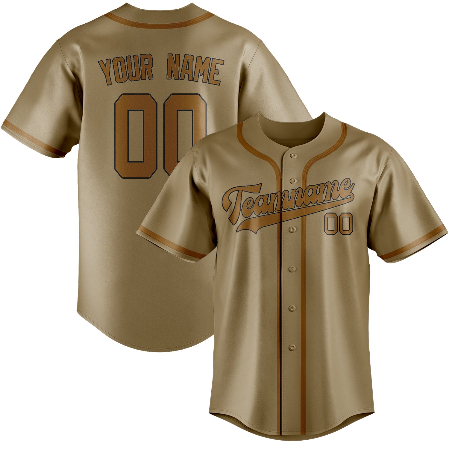 Custom Light Khaki Khaki Baseball Jersey