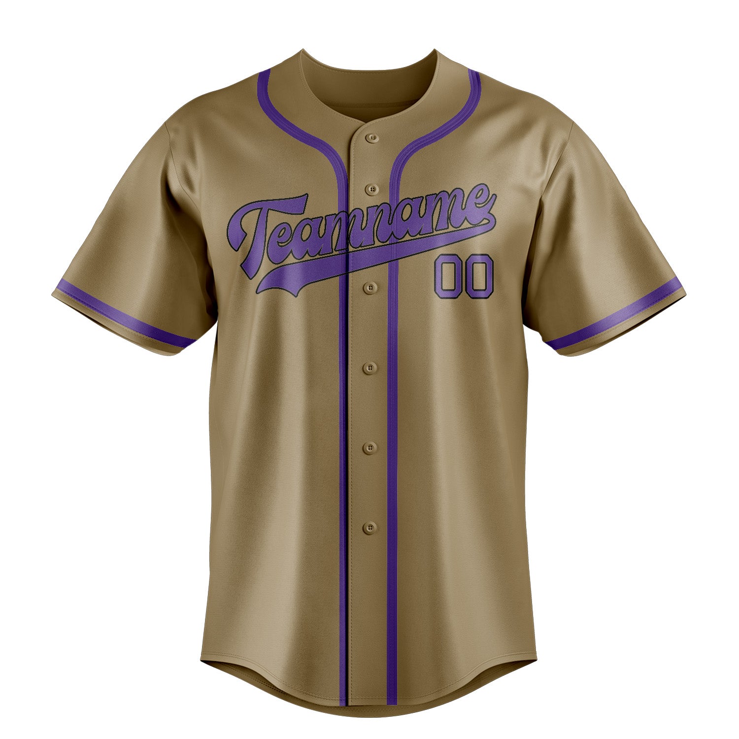 Custom Light Khaki Light Purple Baseball Jersey