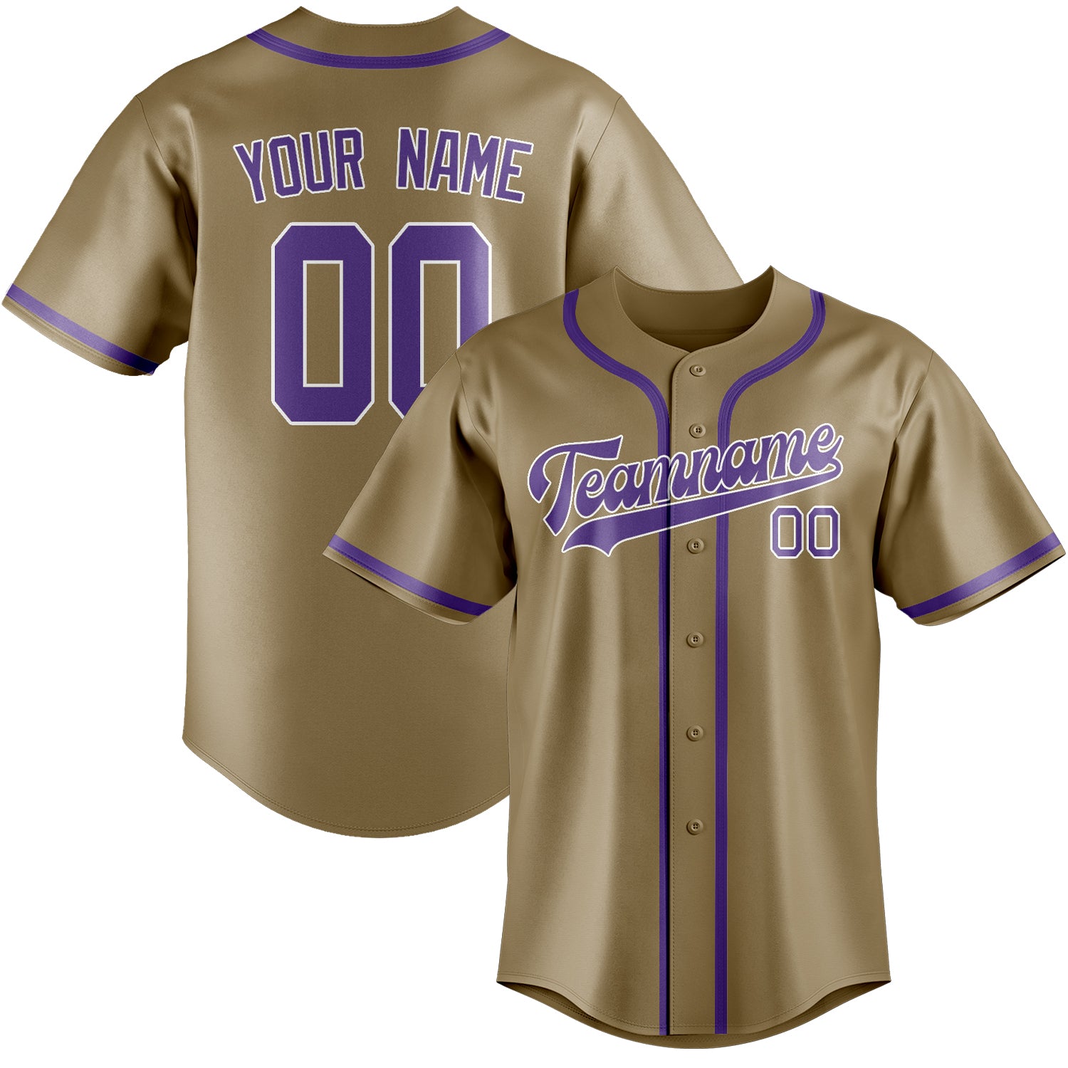 Custom Light Khaki Light Purple Baseball Jersey