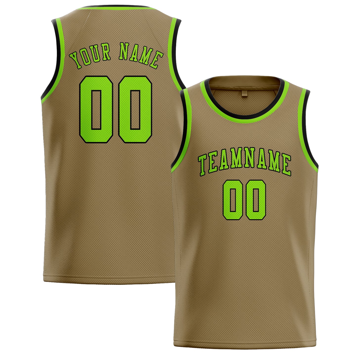 Custom Light Khaki Emerald Green Basketball Jersey