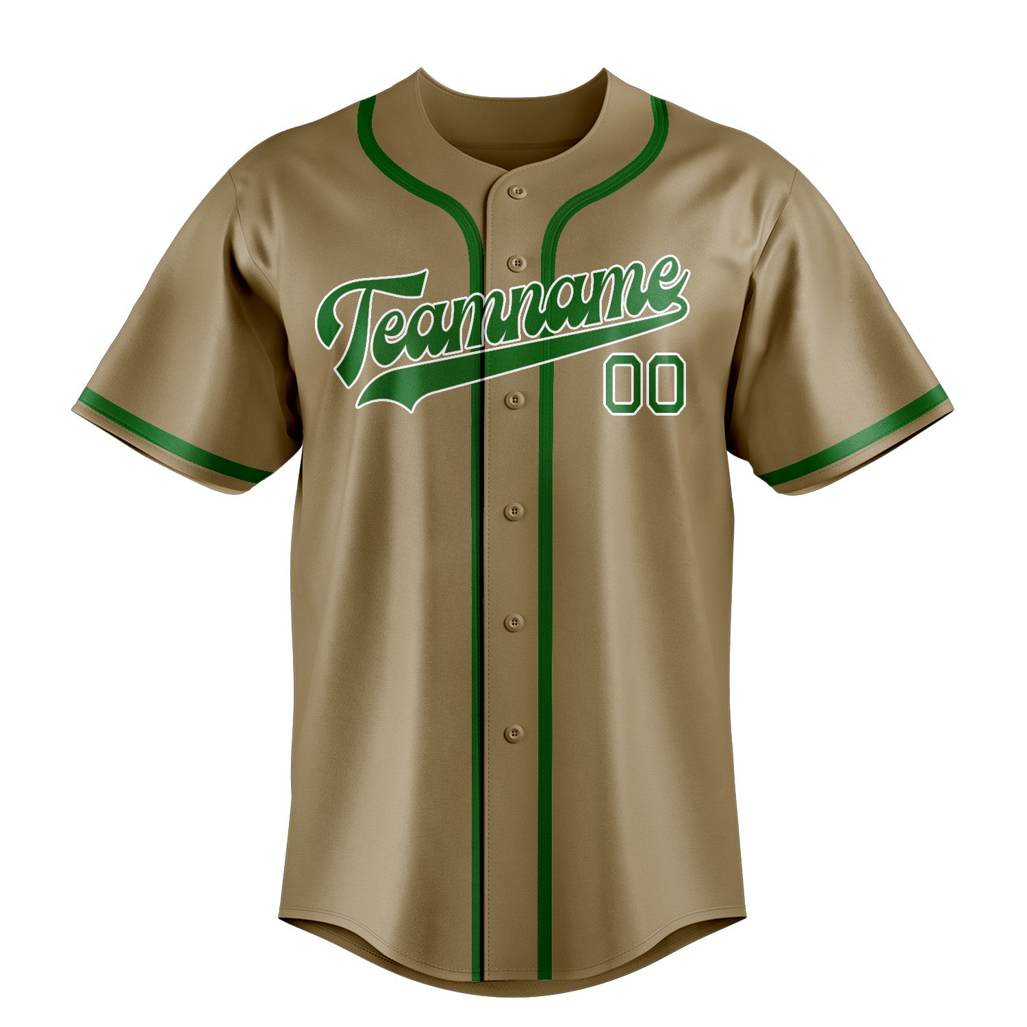 Custom Light Khaki Emerald Green Baseball Jersey