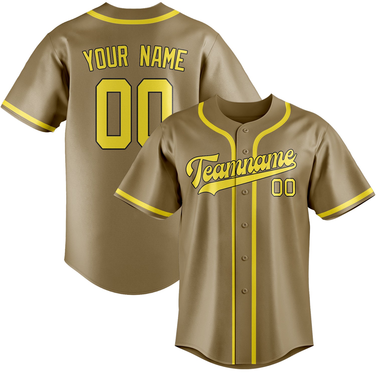 Custom Light Khaki Light Yellow Baseball Jersey