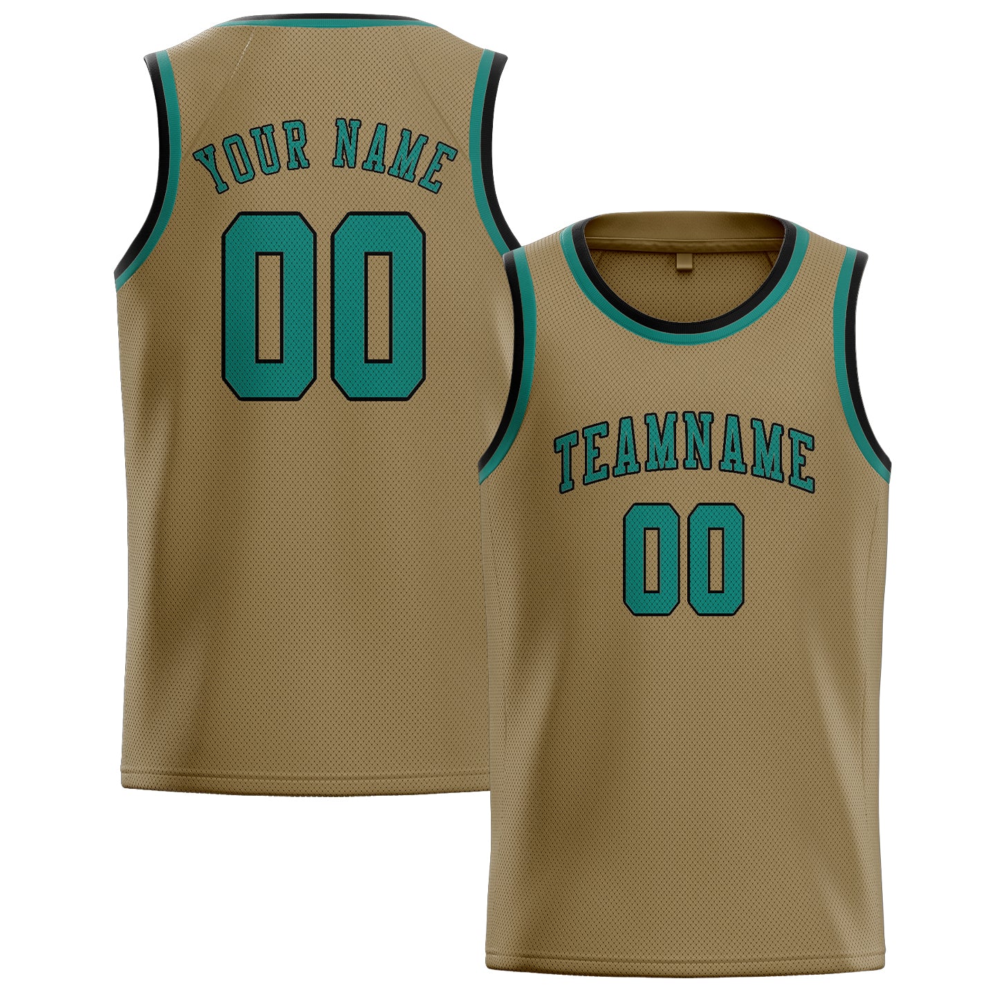 Custom Light Khaki Blue Green Basketball Jersey
