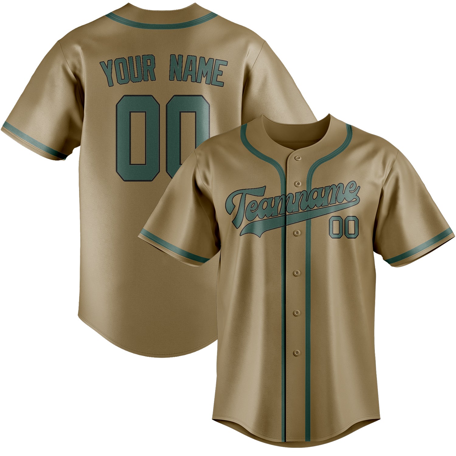 Custom Light Khaki Blue Green Baseball Jersey