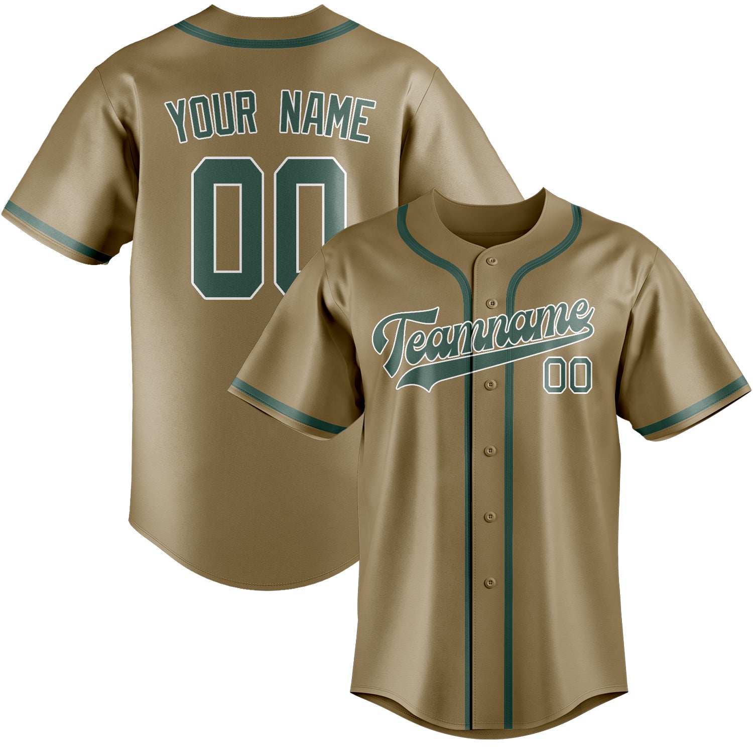 Custom Light Khaki Blue Green Baseball Jersey